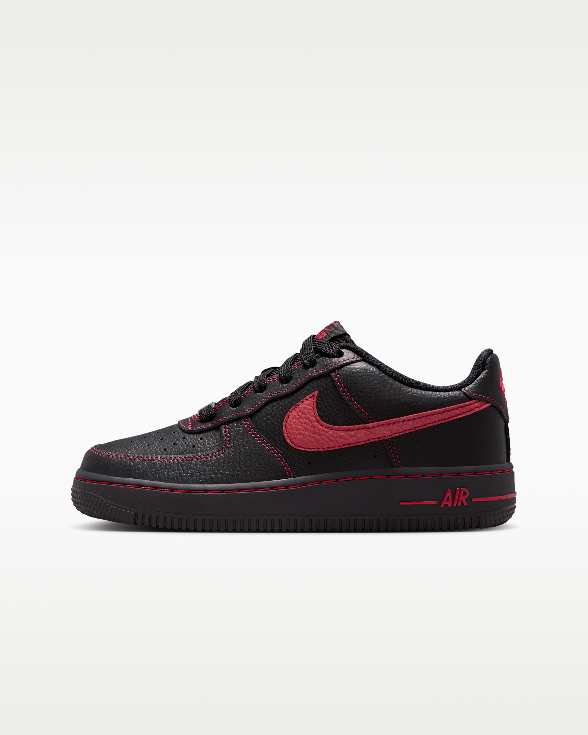 Nike Air Force 1 LV8 Big Kids' (Boys') Shoes - Black/Black/Black/University Red