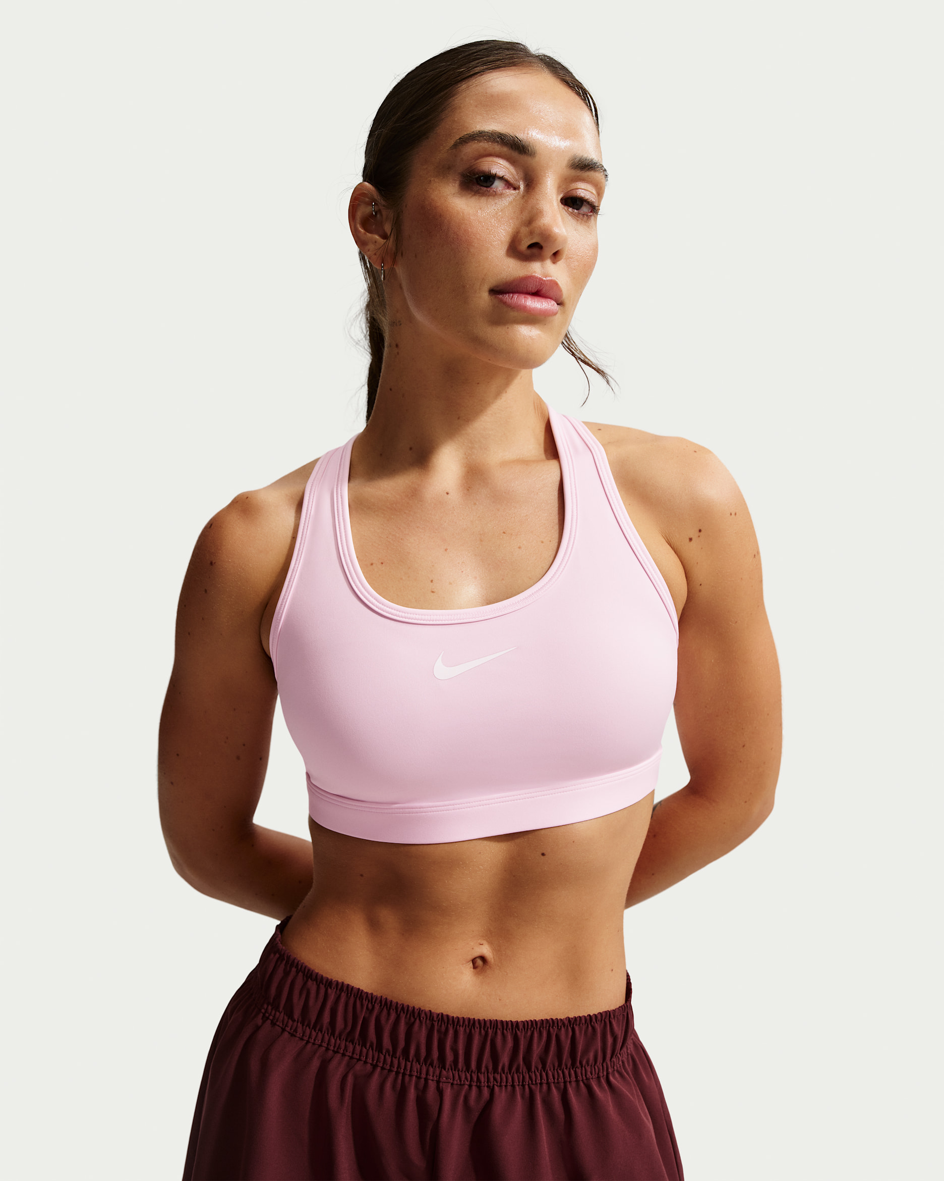 Nike Swoosh Women's Medium-Support Padded Sports Bra - Pink Foam/Stone Mauve/White