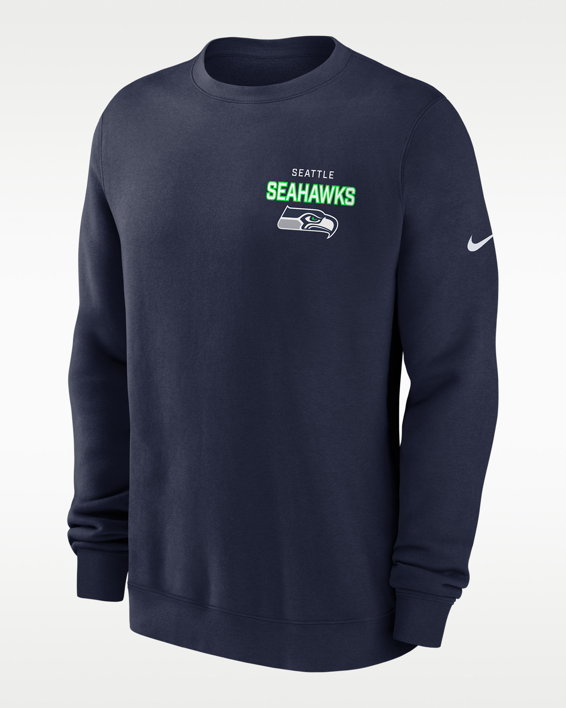 Seattle Seahawks Draw Block Club Men's Nike NFL Pullover Crew - Navy