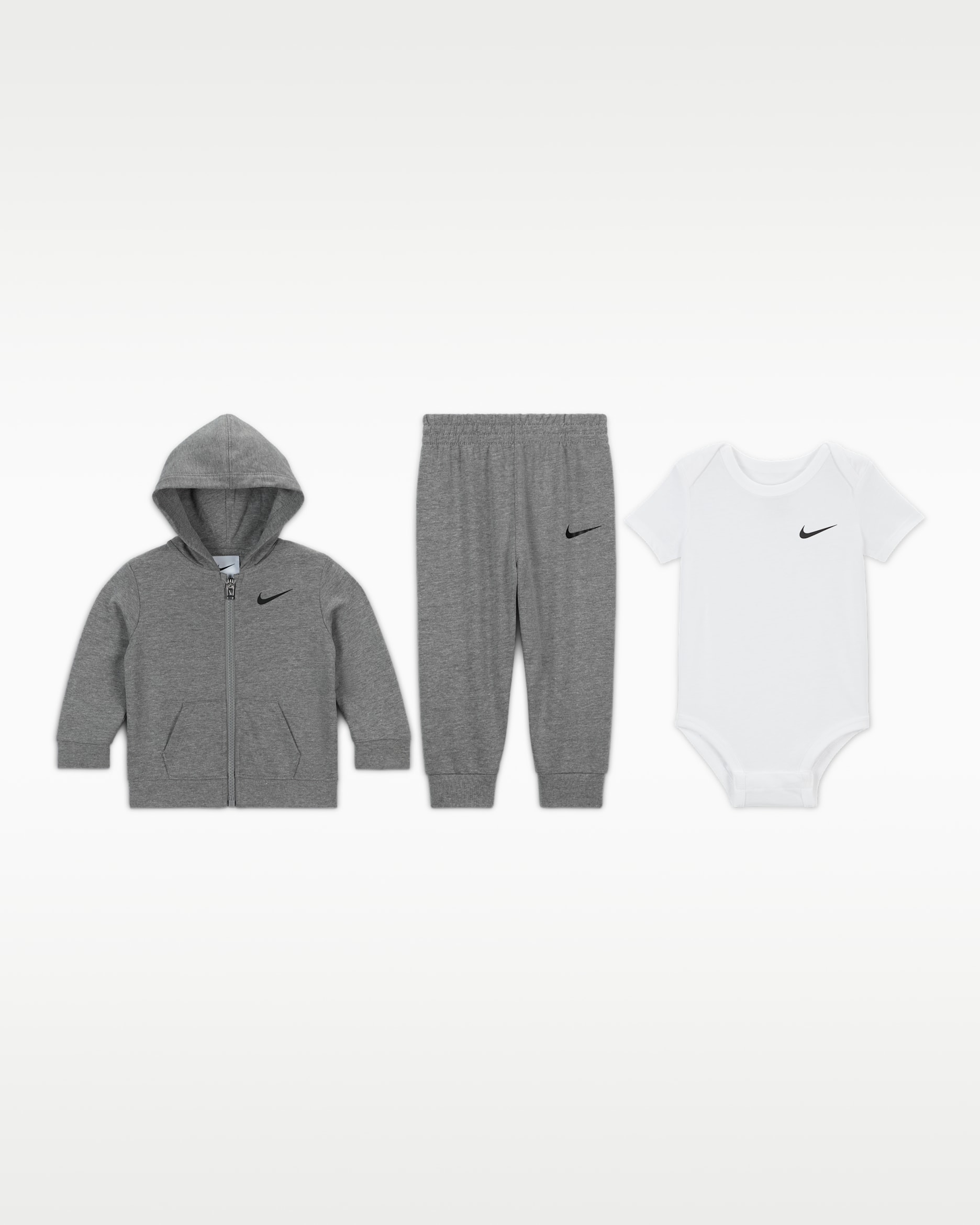 Nike Baby 3-Piece Bodysuit Set - Dark Grey Heather