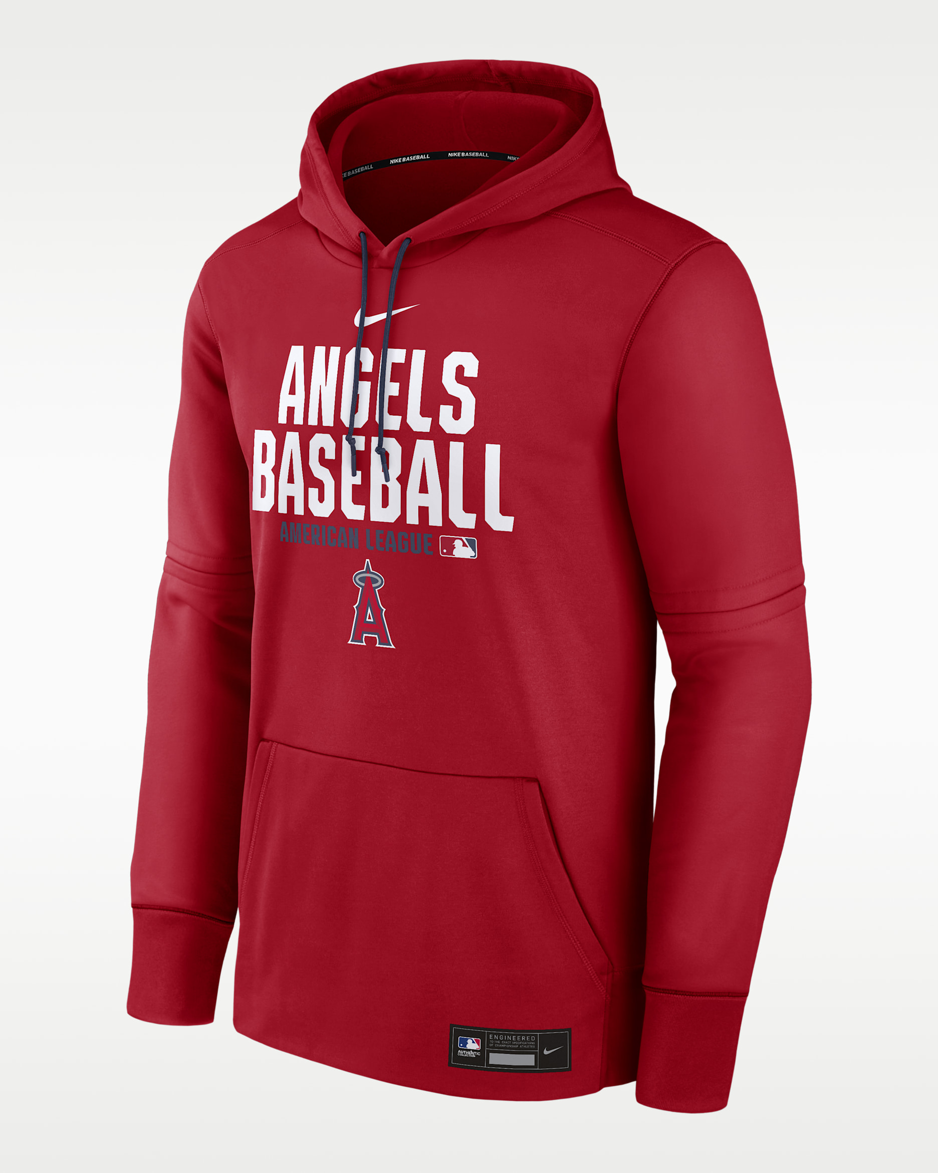 Sudadera con gorro sin cierre Nike Therma de la MLB para hombre Los Angeles Angels Authentic Collection - Rojo deportivo