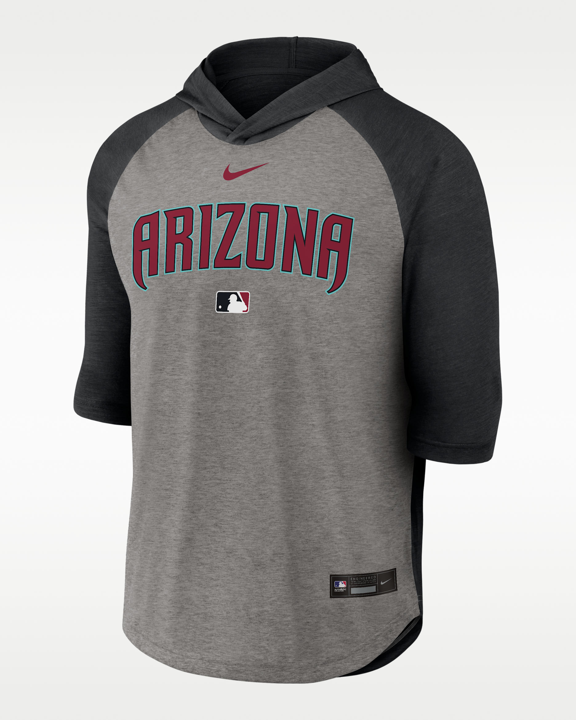 Arizona Diamondbacks Authentic Collection Flux Men's Nike Dri-FIT MLB 3/4-Sleeve Hooded T-Shirt - Black
