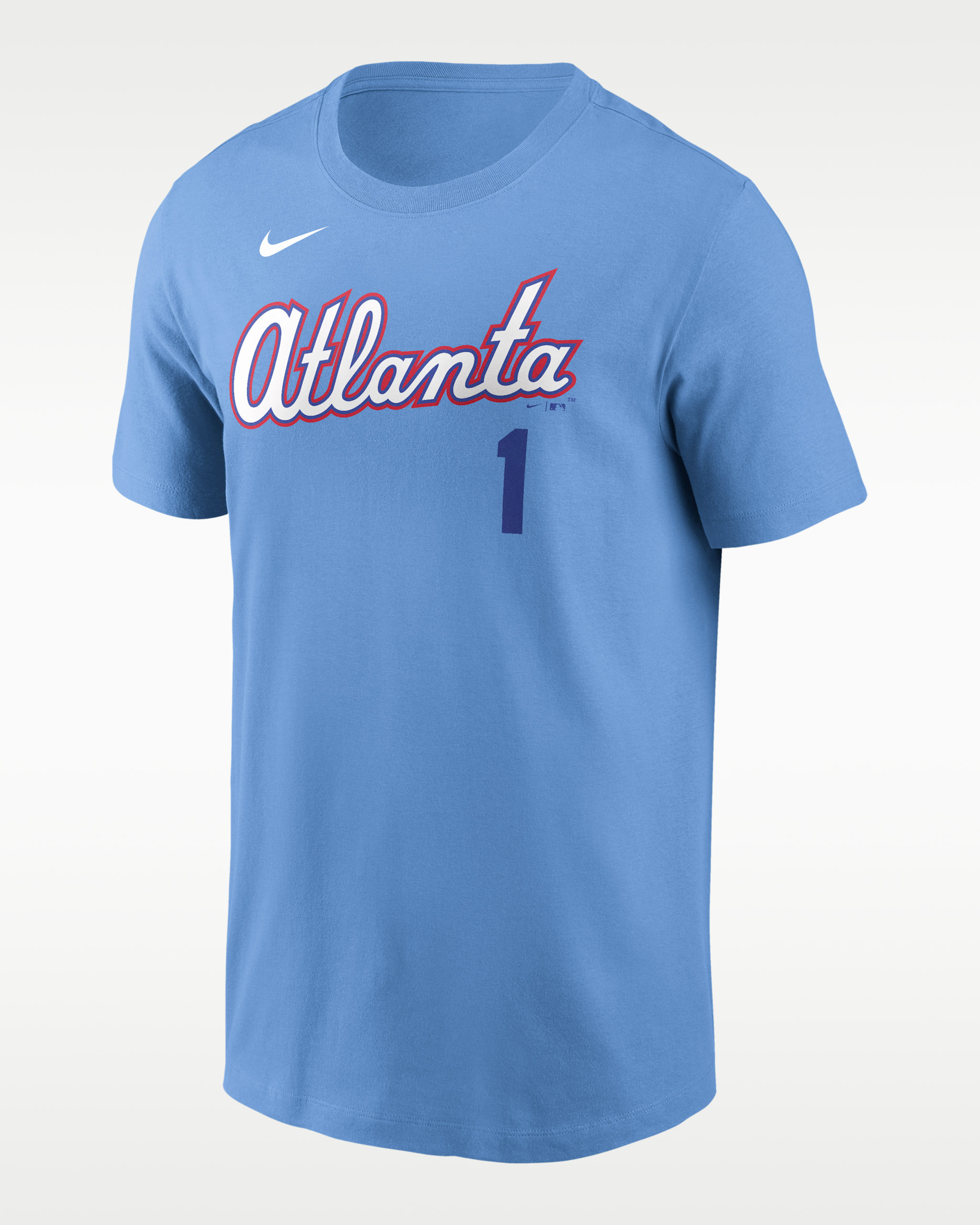 Ozzie Albies Atlanta Braves City Connect Men's Nike MLB T-Shirt - Powder Blue