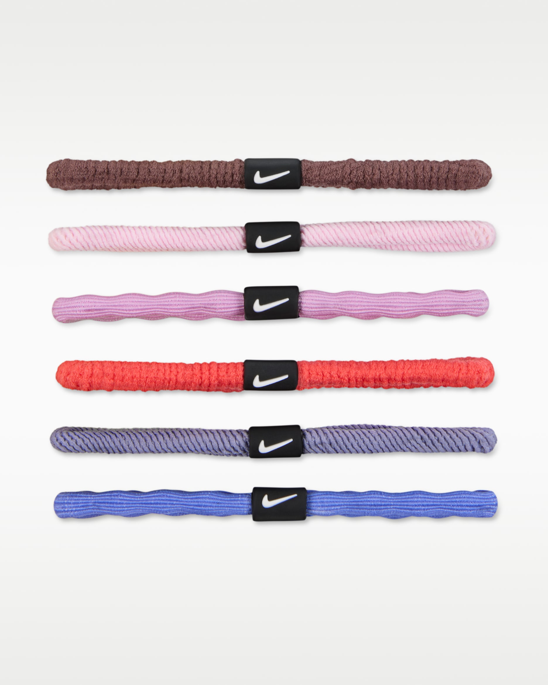 Nike Flex Hair Ties (6 Pack) - Tattoo/Pink Foam/White