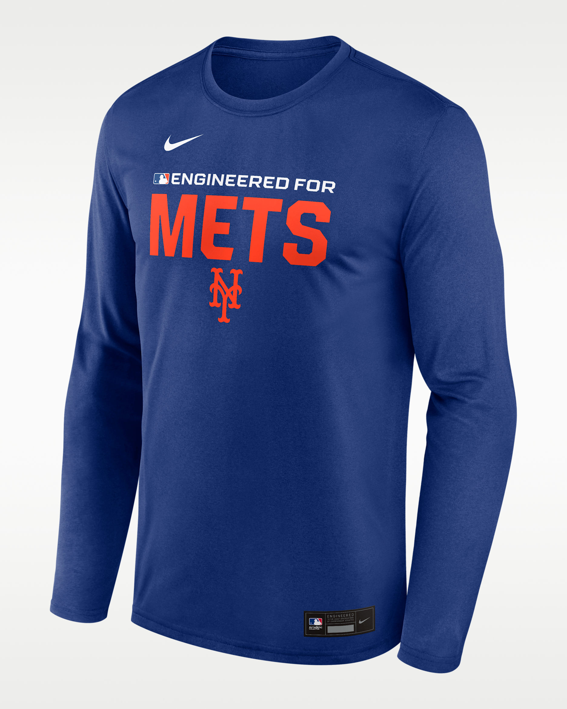 Playera de manga larga Nike Dri-FIT de la MLB para hombre New York Mets Authentic Collection Team Issue - Azul enérgico