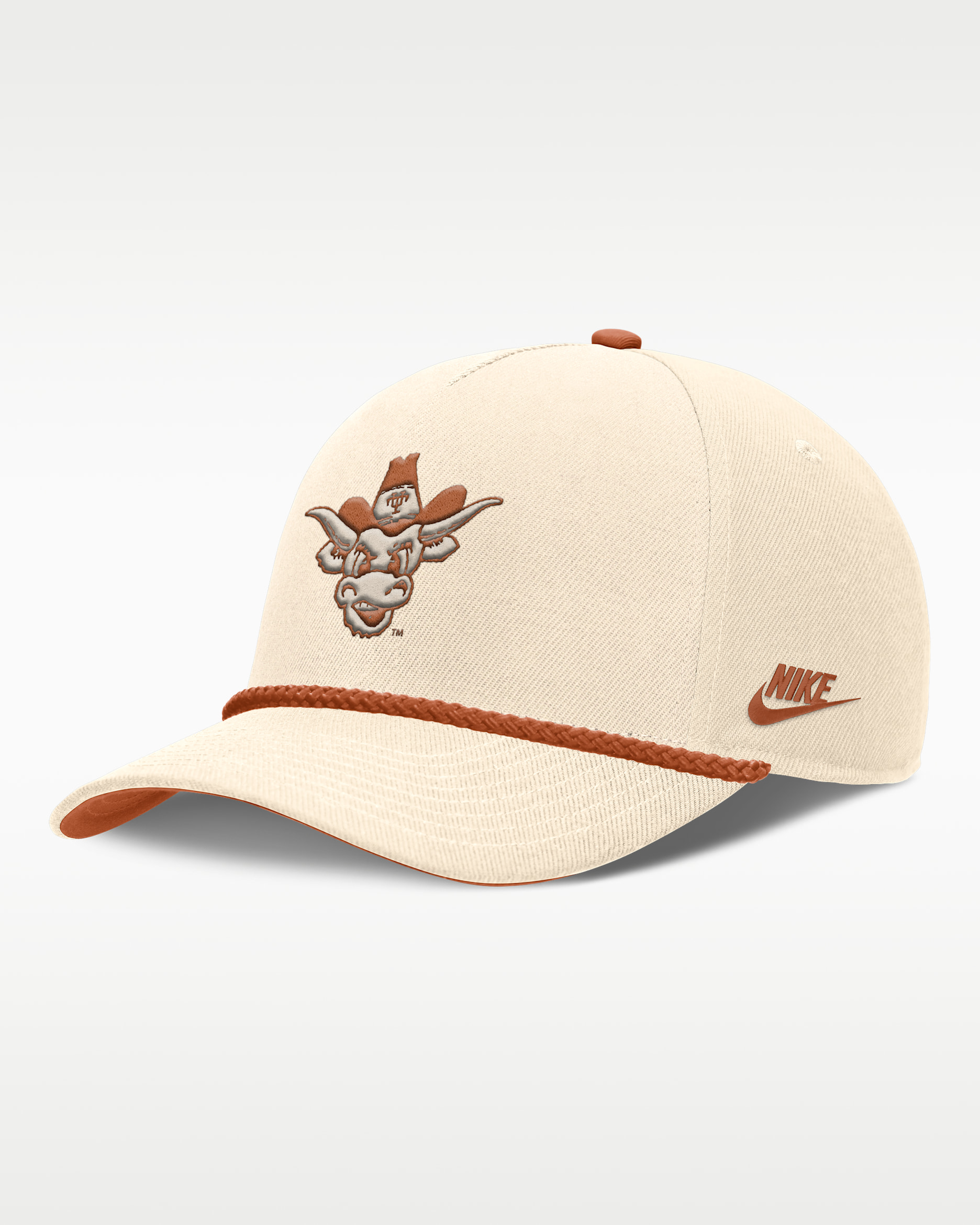 Texas Legacy Vintage Rope Rise Men's Nike College Adjustable Hat - Natural/Burnt Orange/Burnt Orange