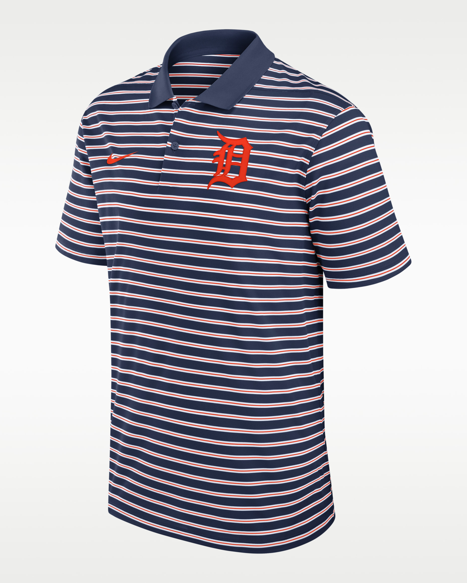 Detroit Tigers Striped Victory Men's Nike Dri-FIT MLB Polo - Navy/White