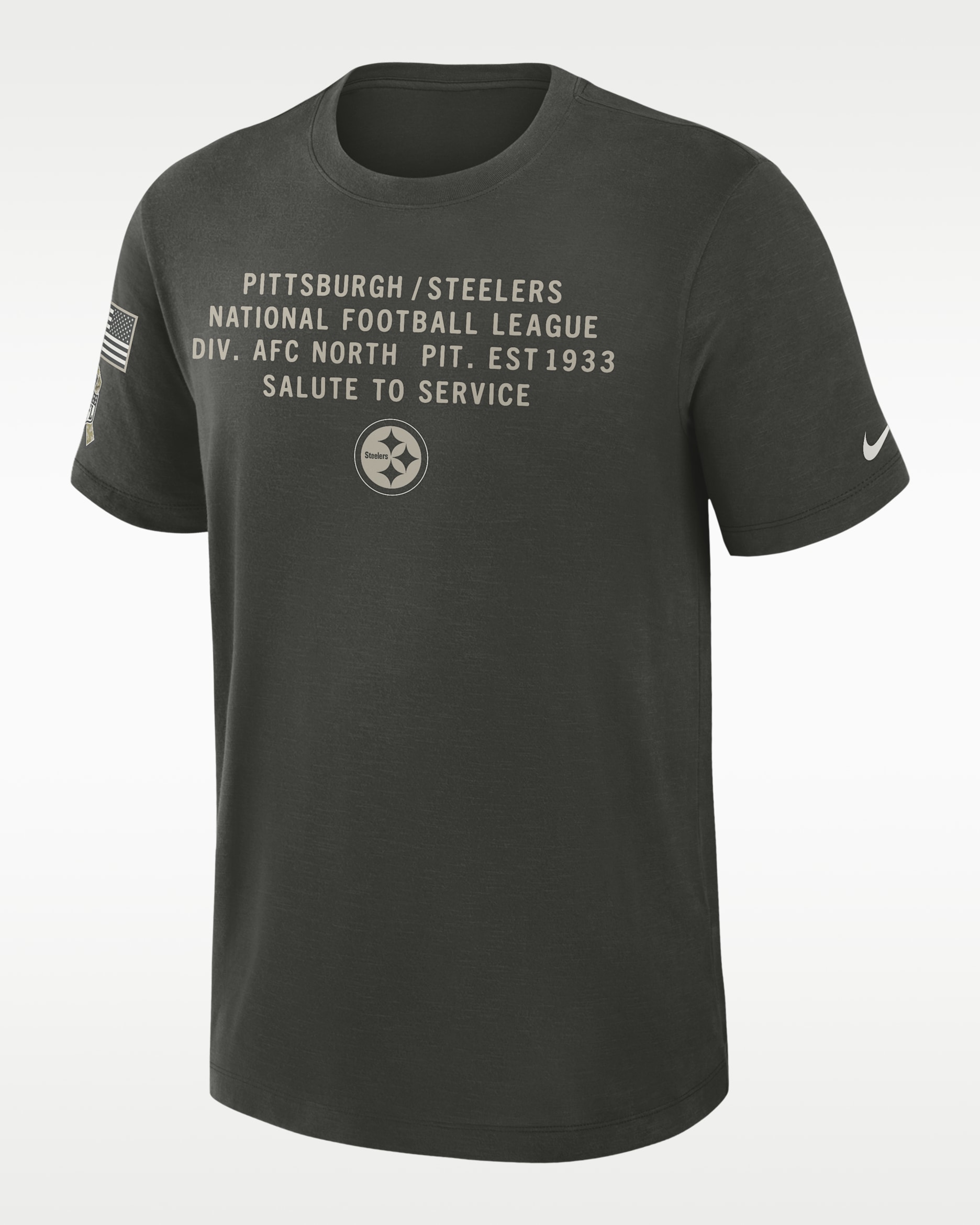 Playera Nike Dri-FIT de la NFL para hombre Pittsburgh Steelers Salute to Service Slub - Verde bosque