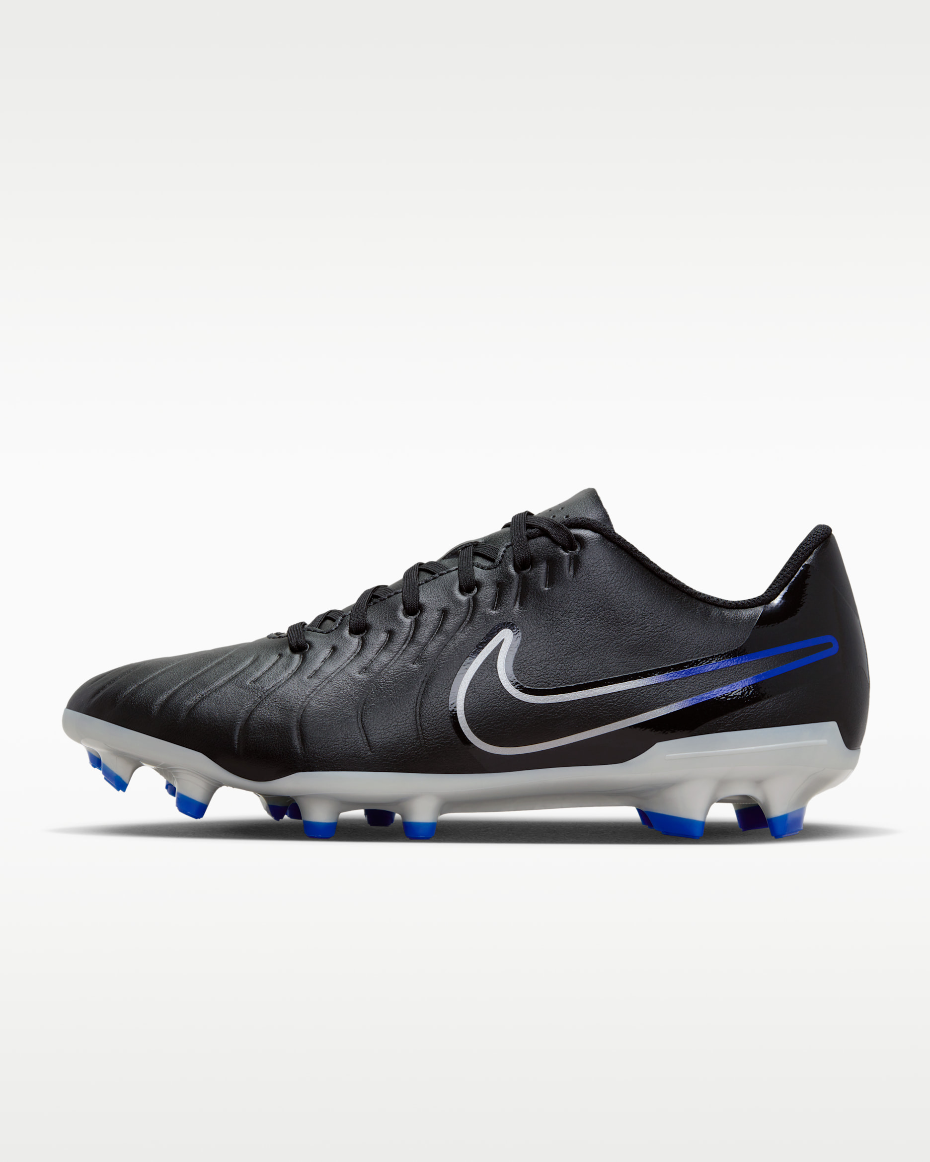 รองเท้าสตั๊ดฟุตบอลไม่หุ้มข้อสำหรับหลายพื้นผิว Nike Tiempo Legend 10 Club - ดำ/Hyper Royal/Chrome