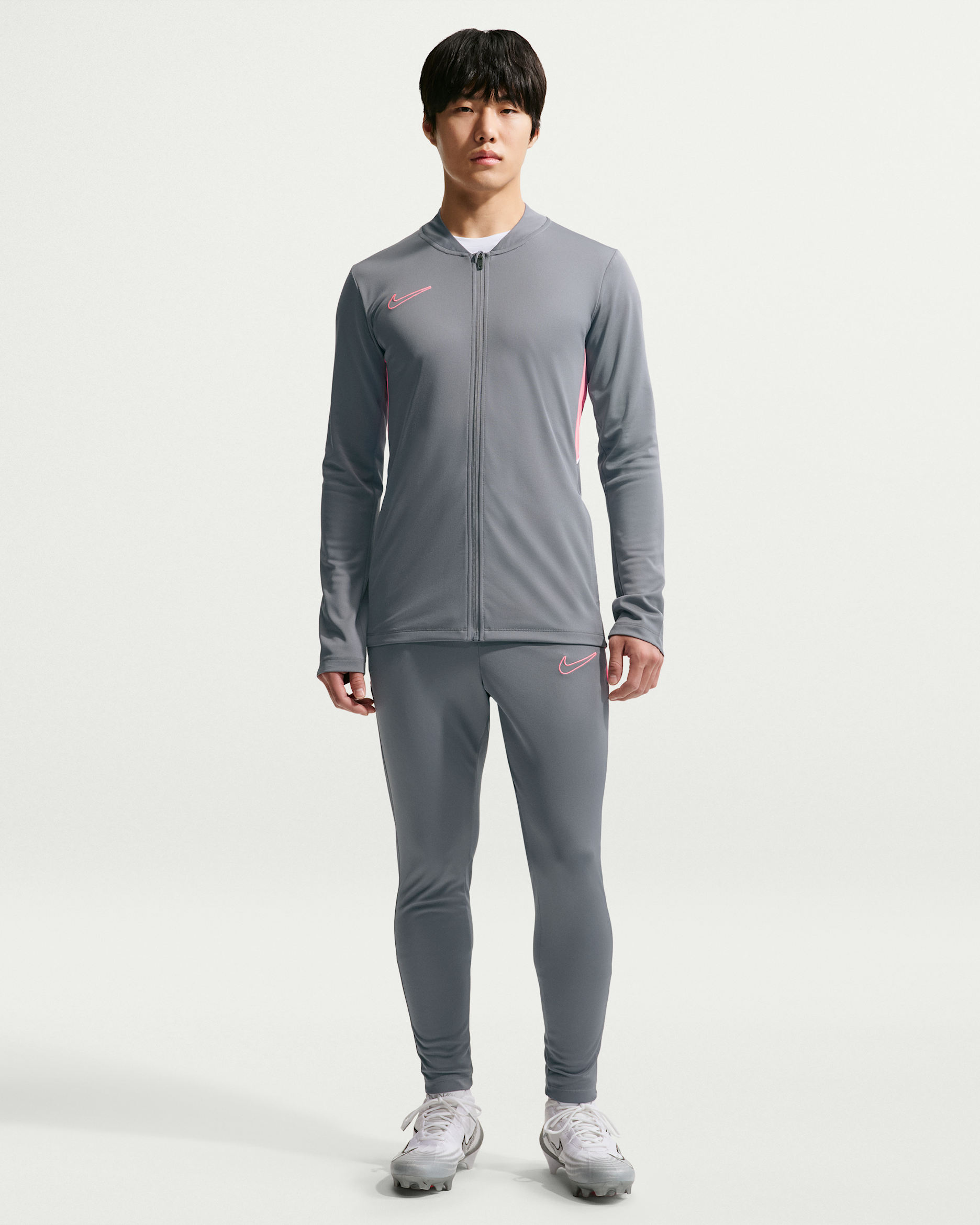 Nike Academy Men's Dri-FIT Soccer Tracksuit - Smoke Grey/Hot Punch/White/Hot Punch