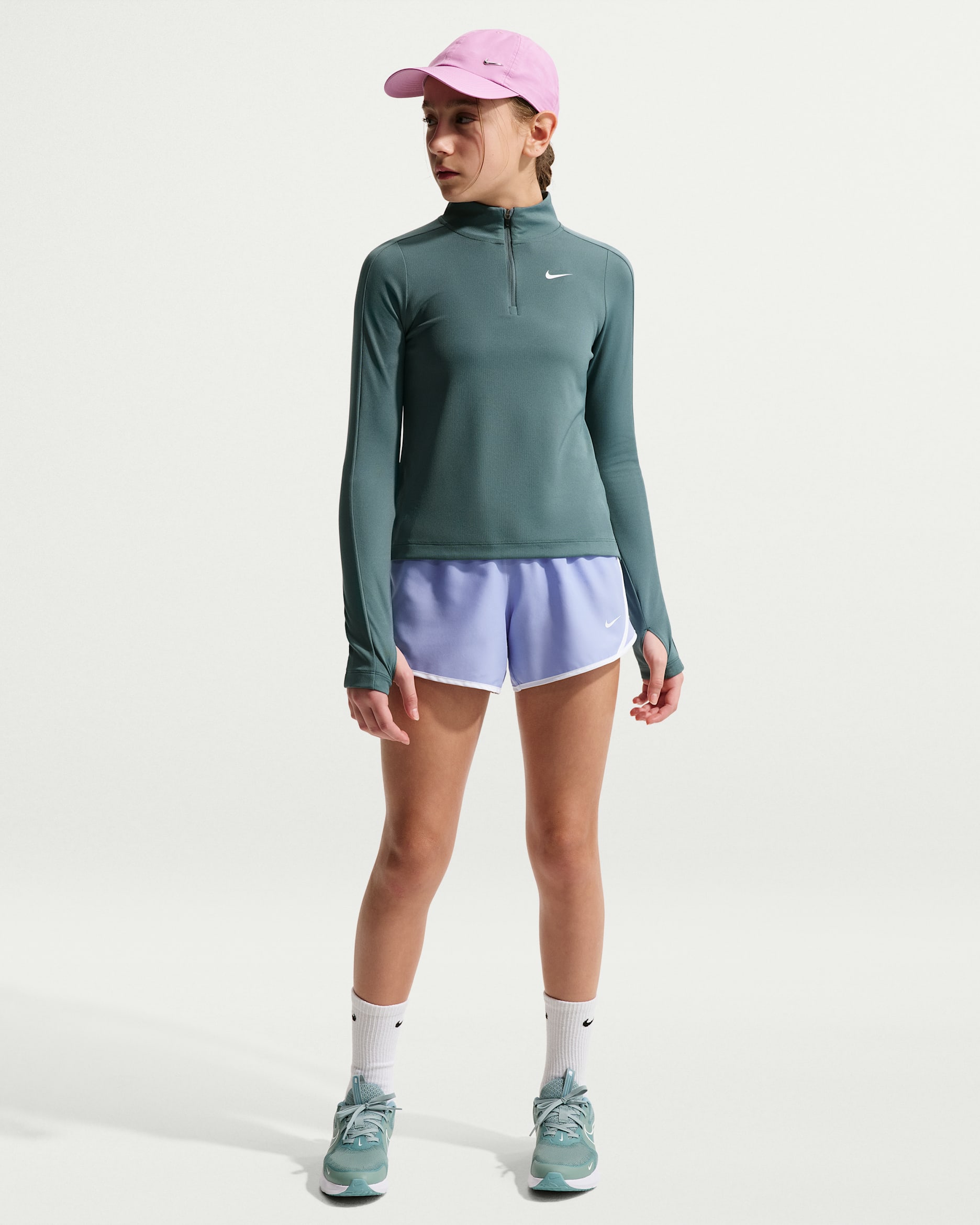 Shorts de correr Dri-FIT para niña talla grande Nike Tempo - Cardo claro/Cardo claro/Blanco/Blanco