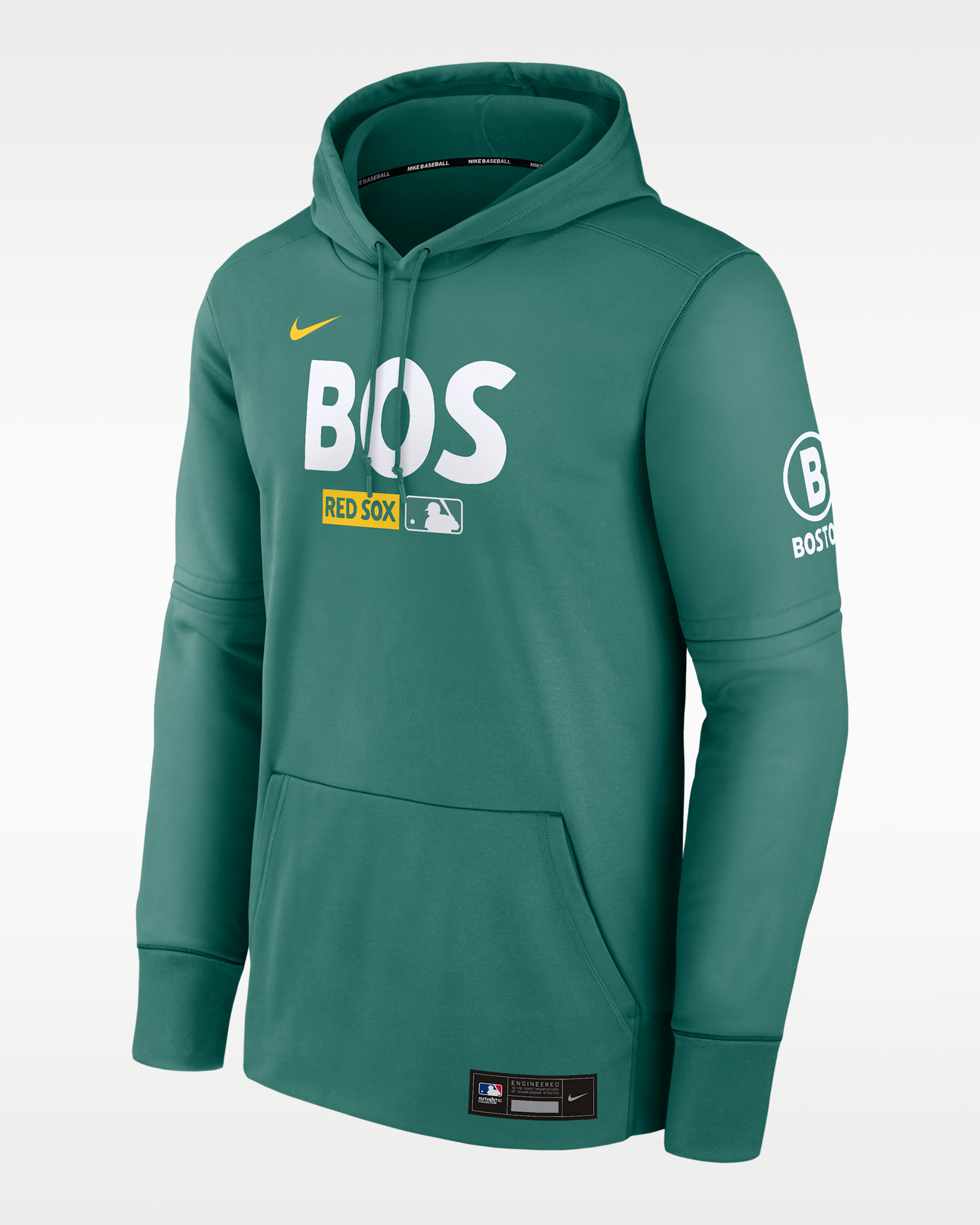 Boston Red Sox Authentic Collection City Connect Men's Nike Therma MLB Pullover Hoodie - Green