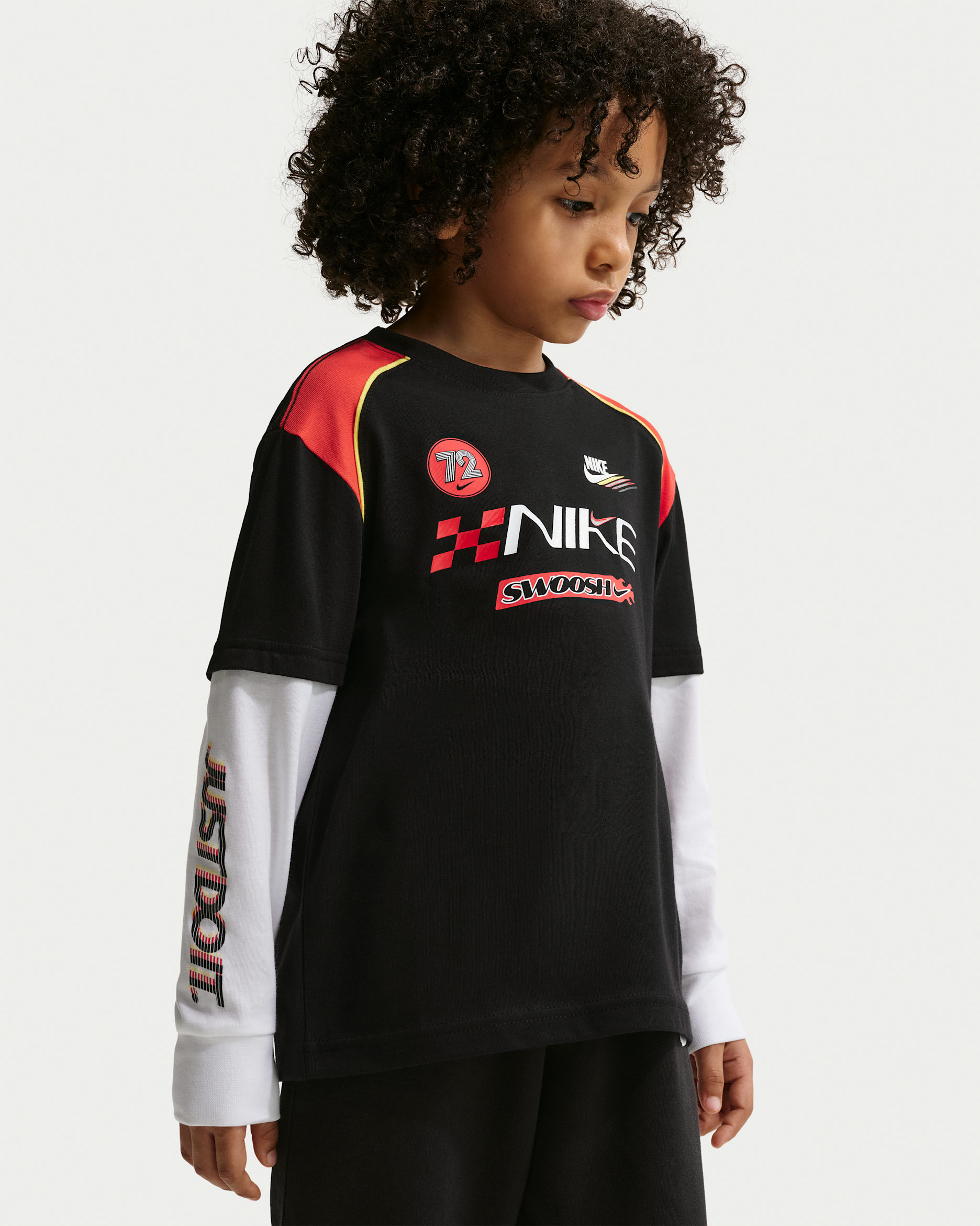 Nike Sportswear Little Kids' Victory Lap Twofer T-Shirt - Black