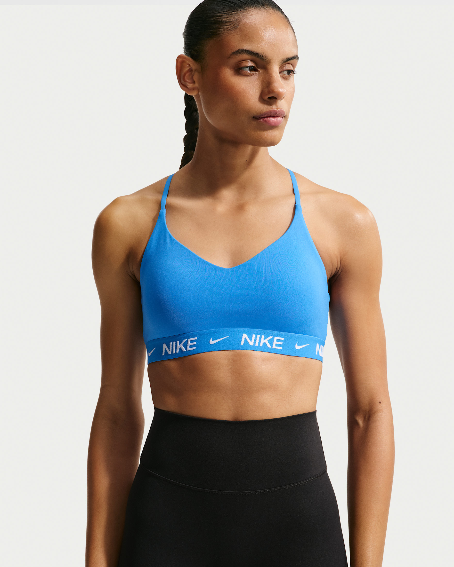 Nike Indy Light Support Women's Padded Adjustable Sports Bra - Light Photo Blue