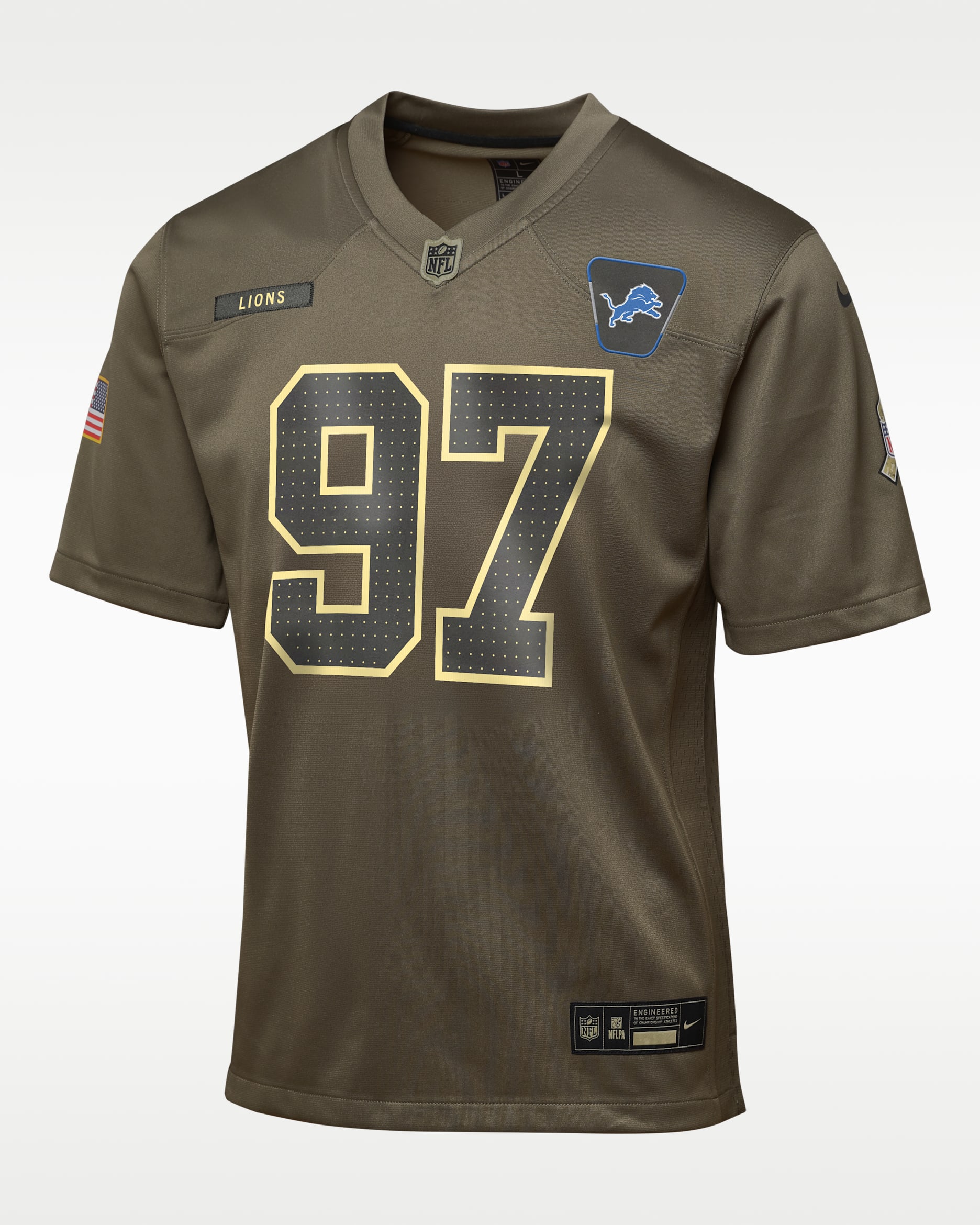Aidan Hutchinson Detroit Lions Salute to Service Big Kids’ Nike NFL Game Jersey - Olive