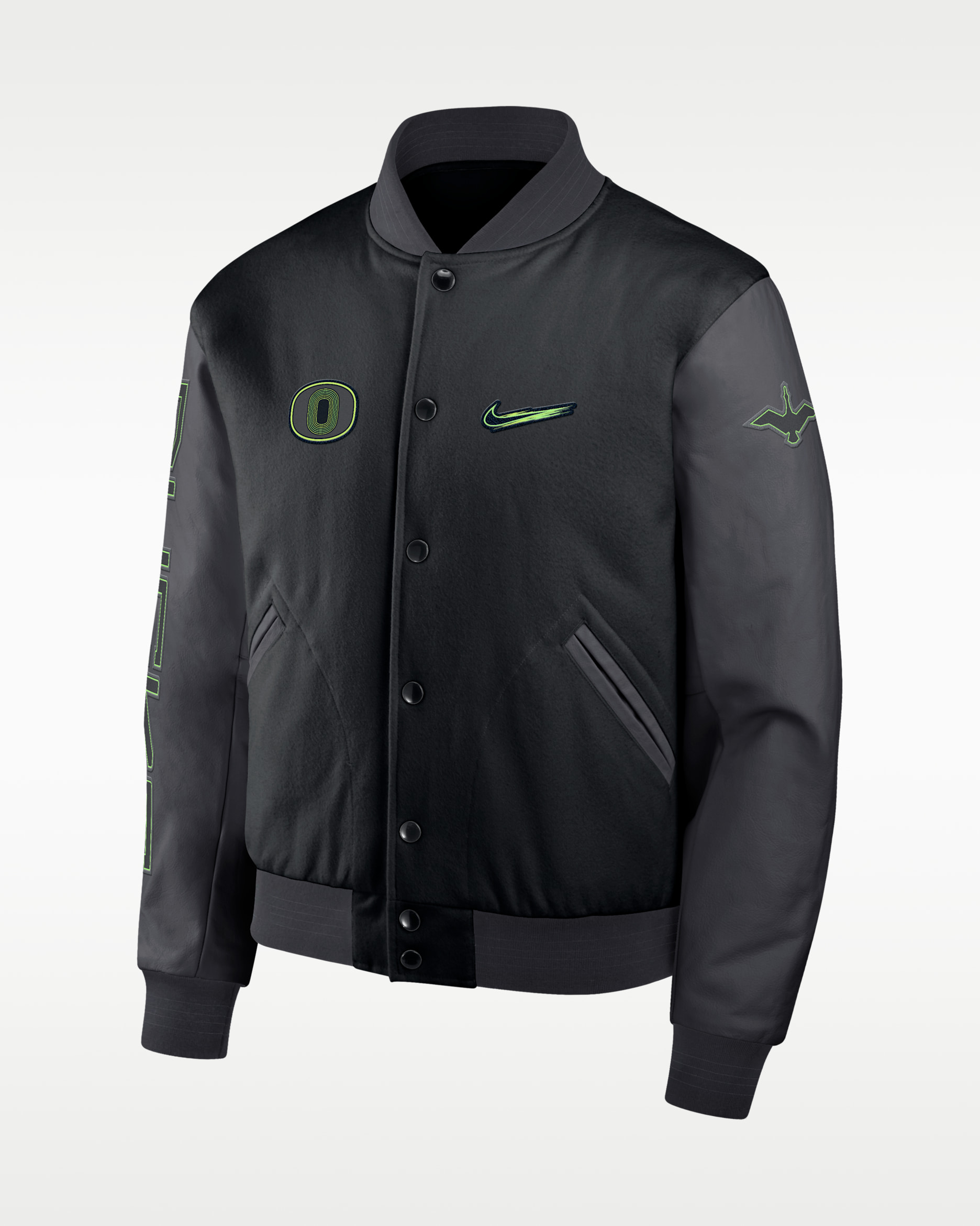 Oregon Origin of Speed Men's Nike College Full-Snap Varsity Jacket - Black