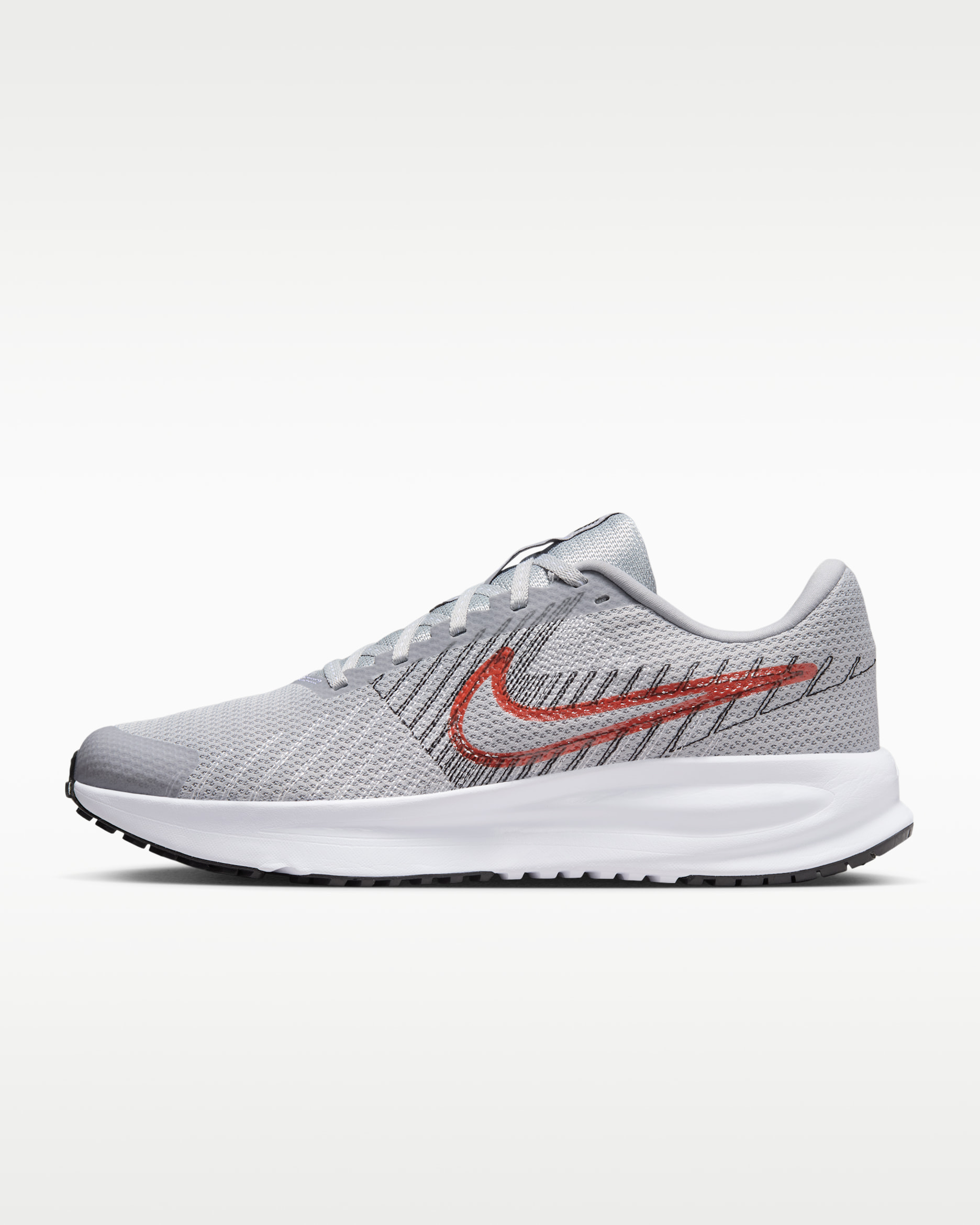 Nike Run Defy Straßenlaufschuh (Herren) - Wolf Grey/Schwarz/Weiß/Bright Crimson