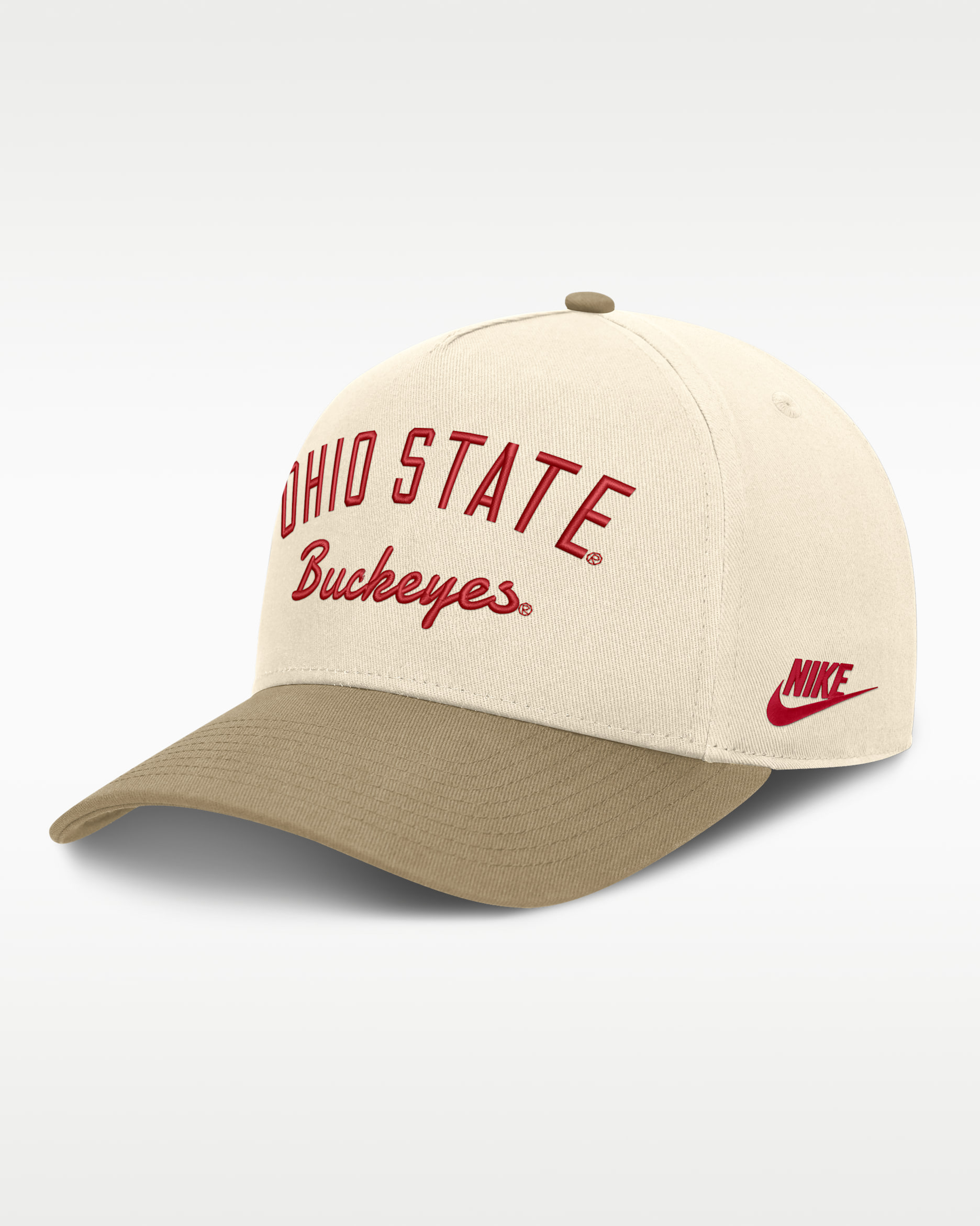 Ohio State Legacy Rise Men's Nike College A-Frame Adjustable Hat - Natural/Classic Beige