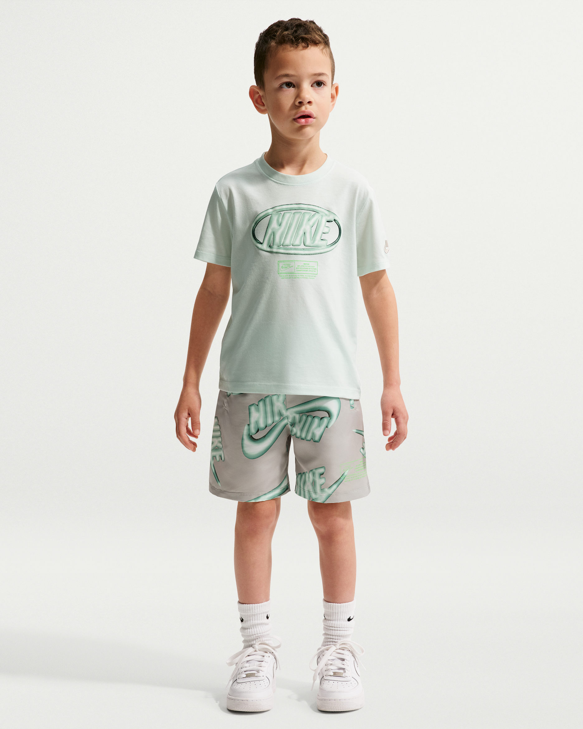 Nike Sportswear Club Little Kids' 2-Piece Floatie T-Shirt and Shorts Set - Spruce Fog
