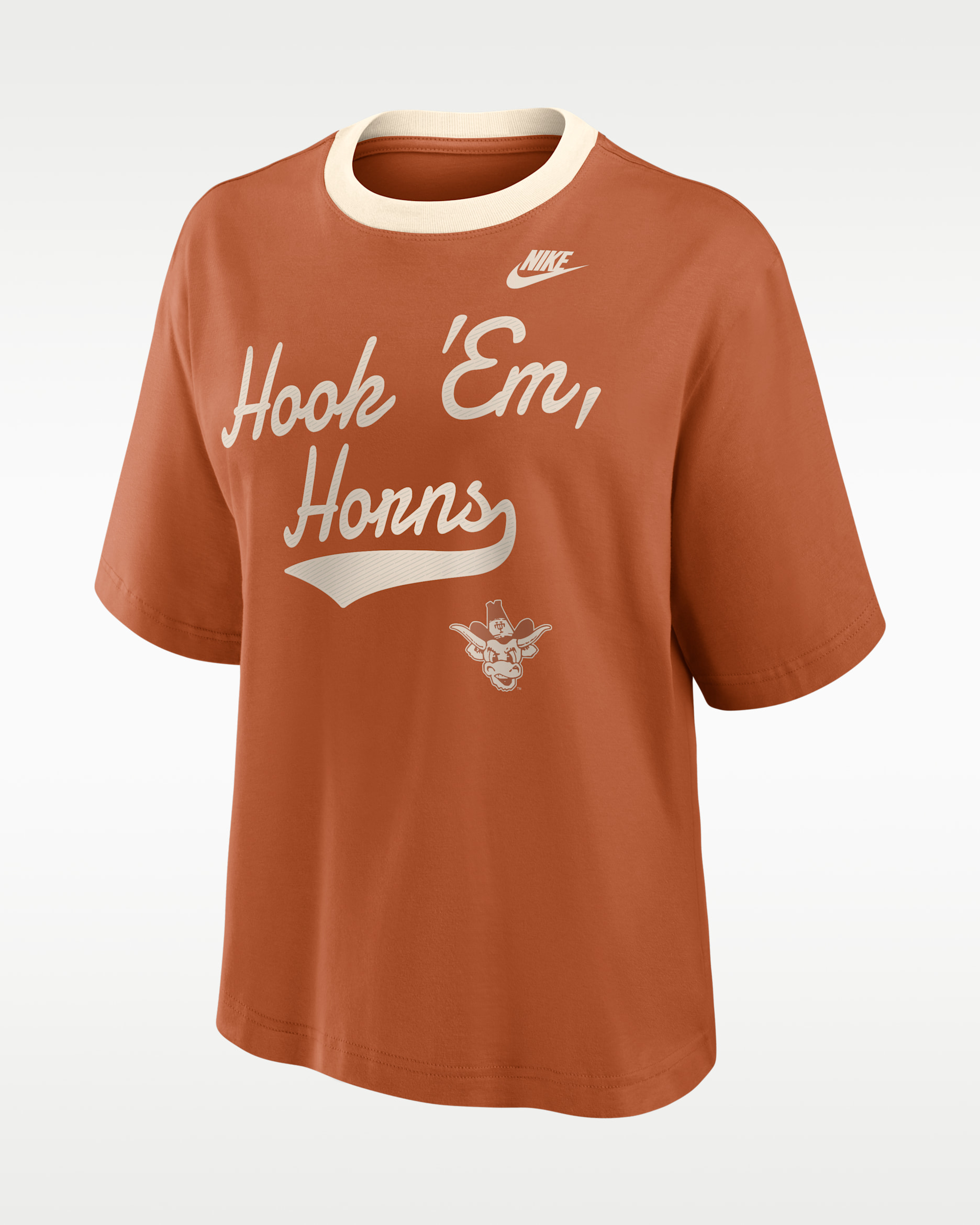 Texas Legacy Fight Song Boxy Women's Nike College T-Shirt - Desert Orange/Natural