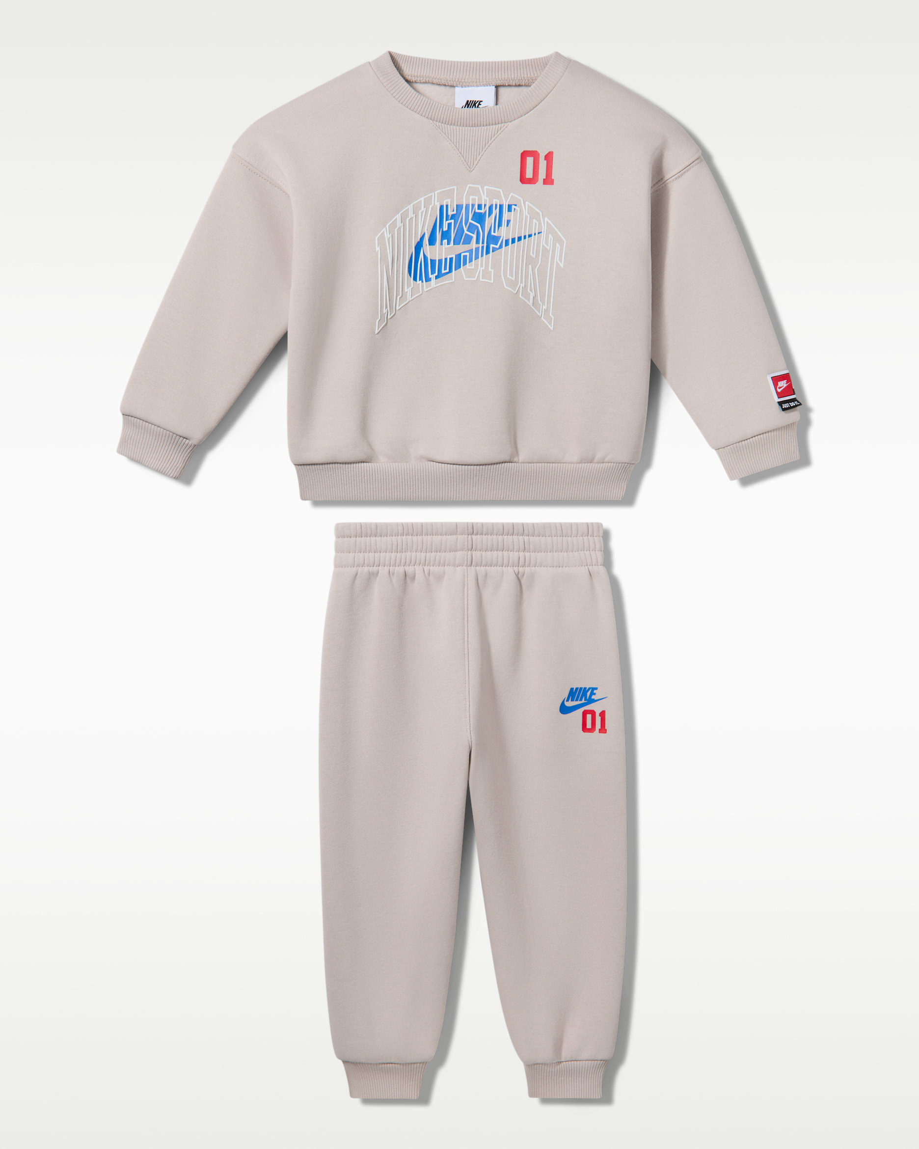 Conjunto de 2 piezas de sudadera de cuello redondo de tejido Fleece Multisport para bebé (12-24 M) Nike Sportswear - Gris partícula
