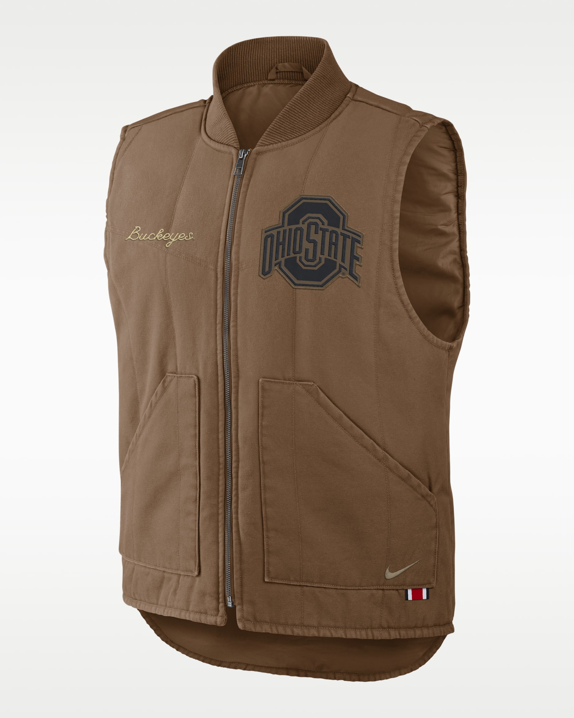 Ohio State Academic Men's Nike College Padded Full-Zip Vest - Light British Tan