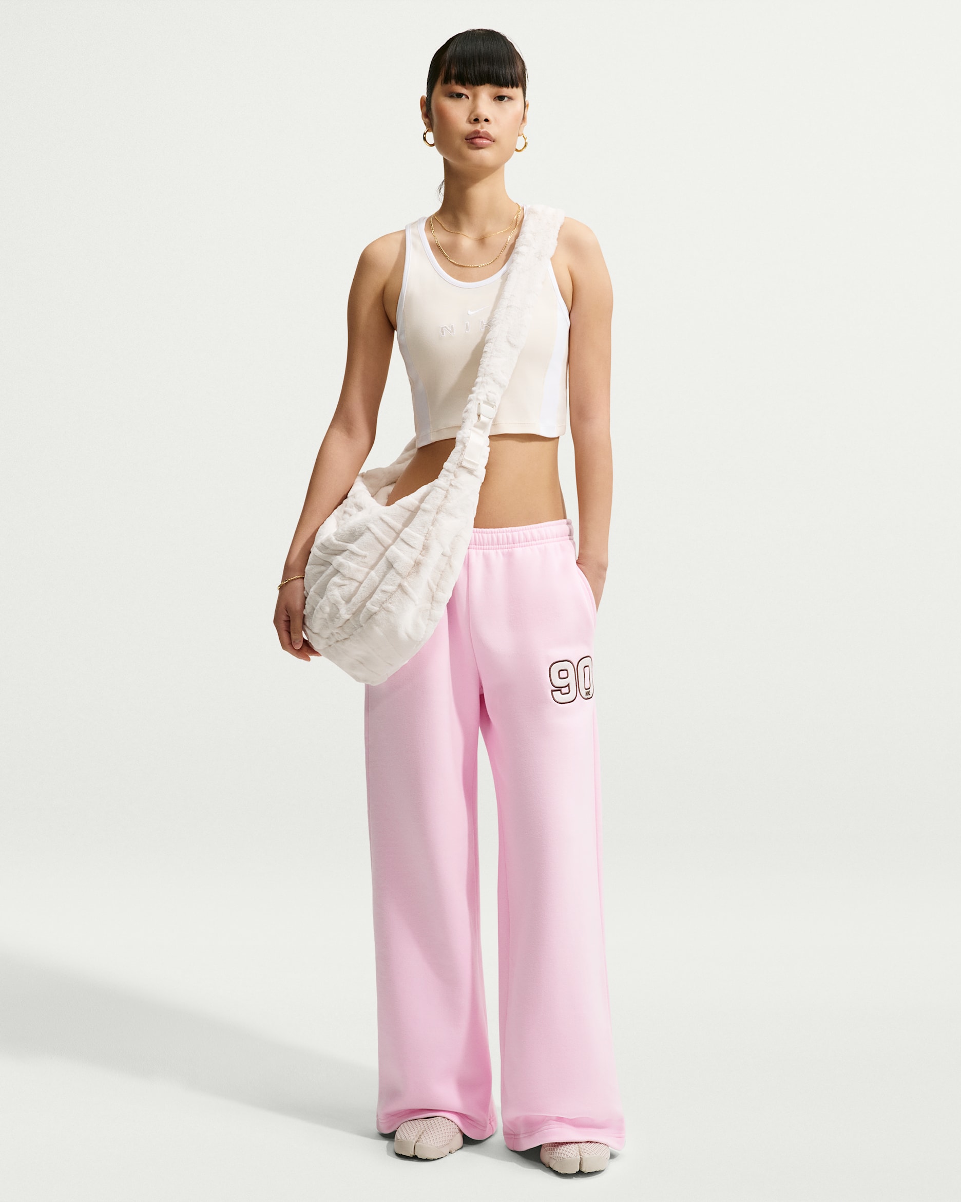 Nike Studio Fleece Medium Weight  Women's Mid-Rise Wide-Leg Pants - Pink Foam