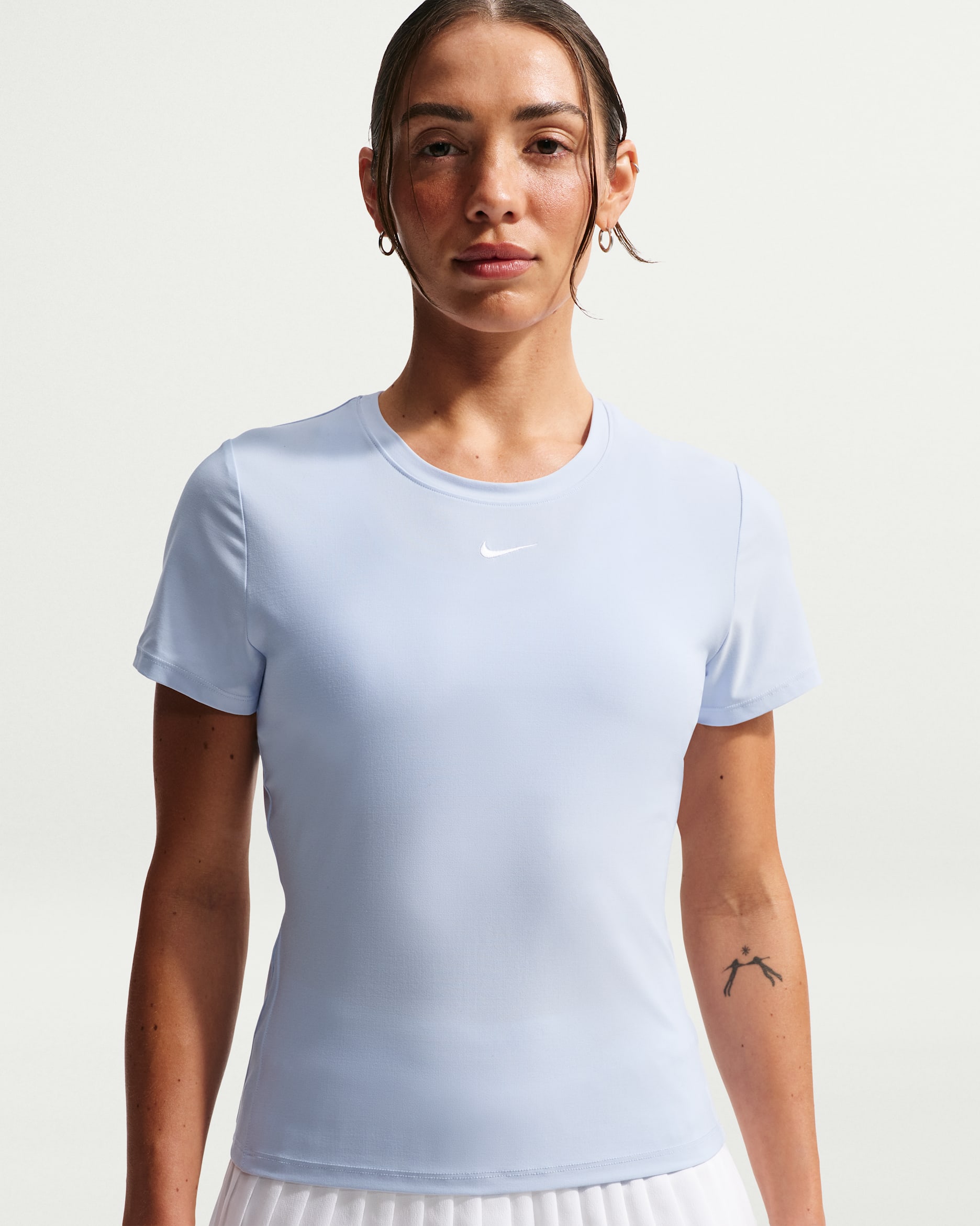 Nike Victory Women's Dri-FIT Short-Sleeve Tennis Top - Hydrogen Blue/Hydrogen Blue/White