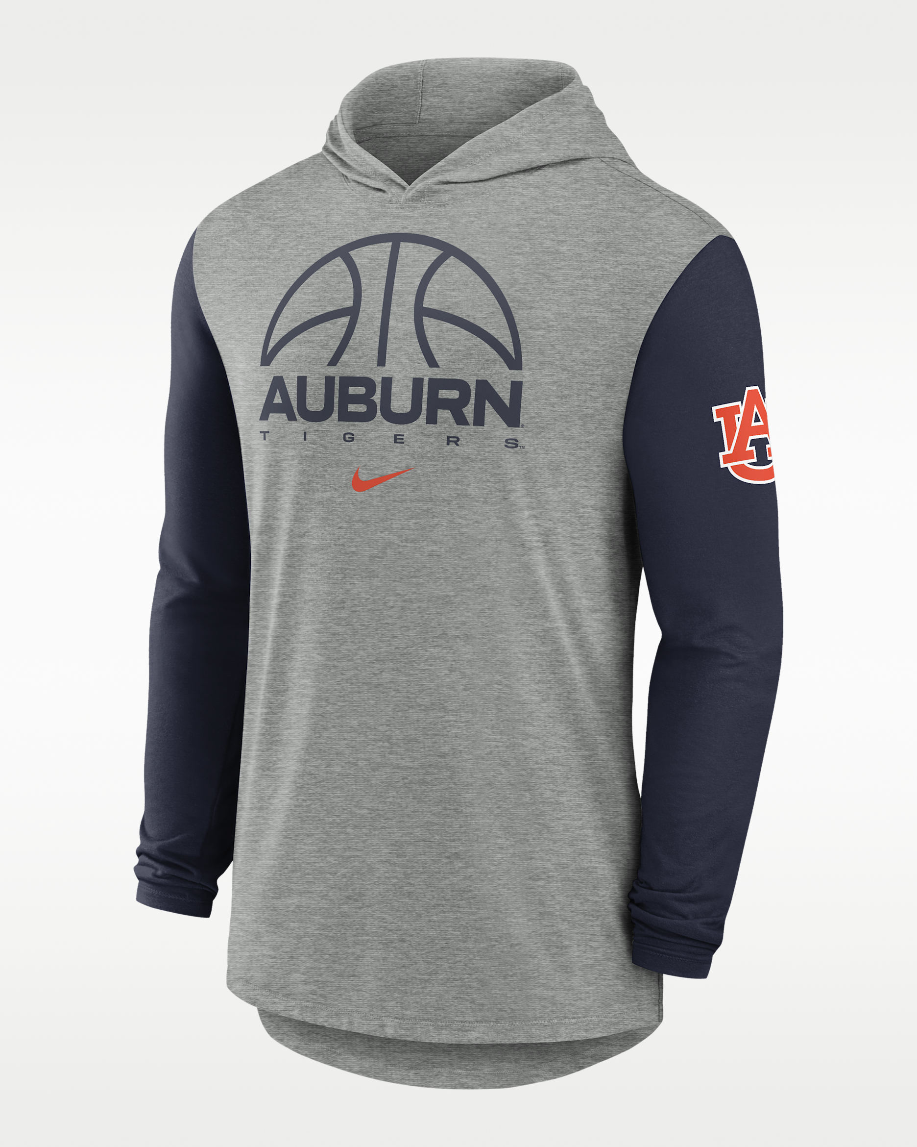 Auburn Basketball Men's Nike Dri-FIT College Long-Sleeve Hooded T-Shirt - Grey