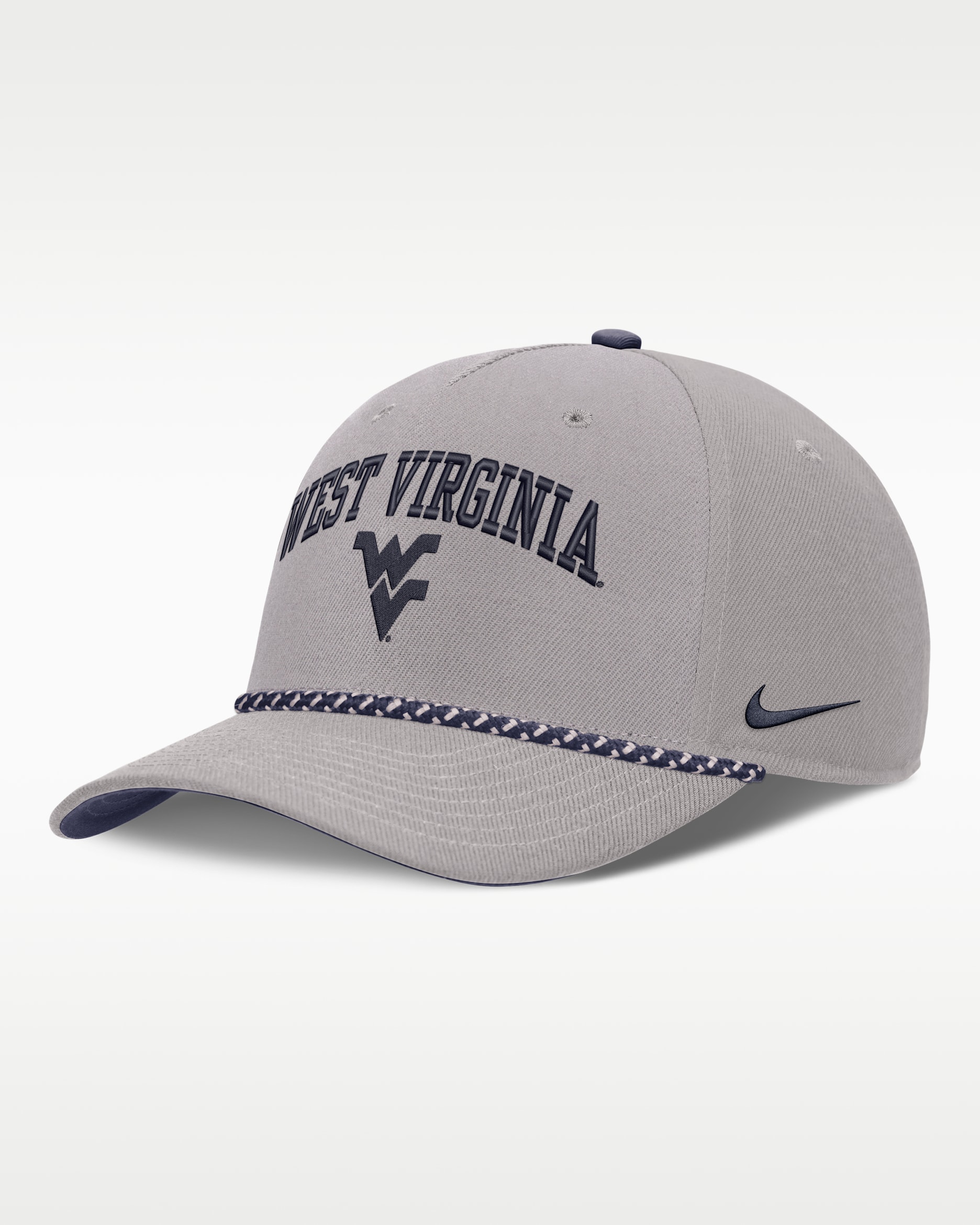 Gorra universitaria Nike ajustable para hombre West Virginia Rise Rope - Gris