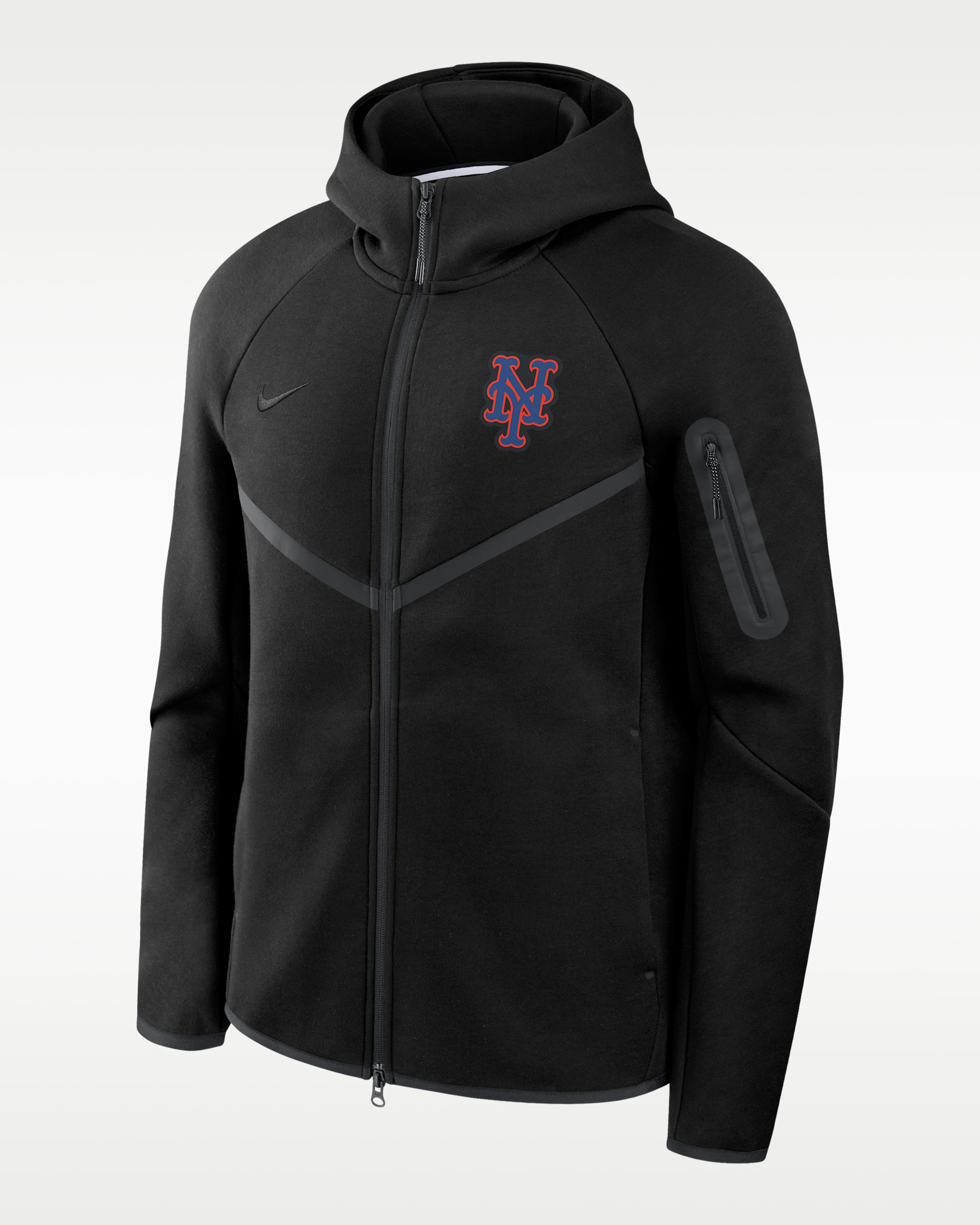 New York Mets Tech Fleece Windrunner Men's Nike MLB Full-Zip Hooded Jacket - Black