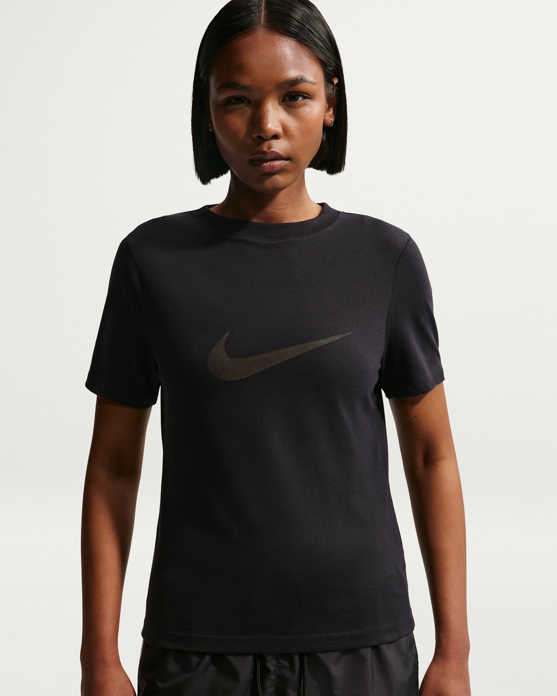 Nike Sportswear Women's Slim Short-Sleeve Burnout Logo Top - Black/Black