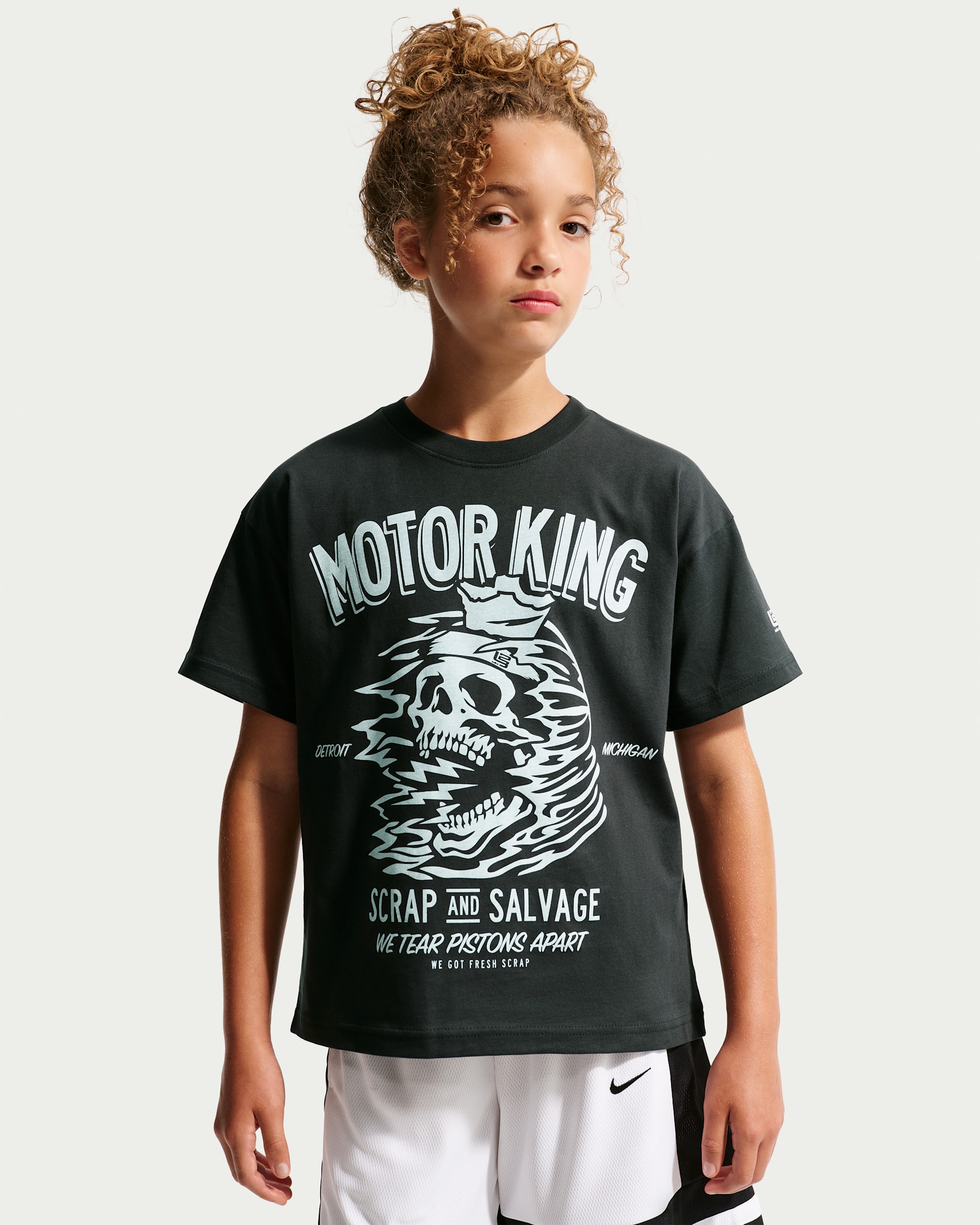 LeBron "Motor King" Nike Kids' Fitness T-Shirt - Off Noir