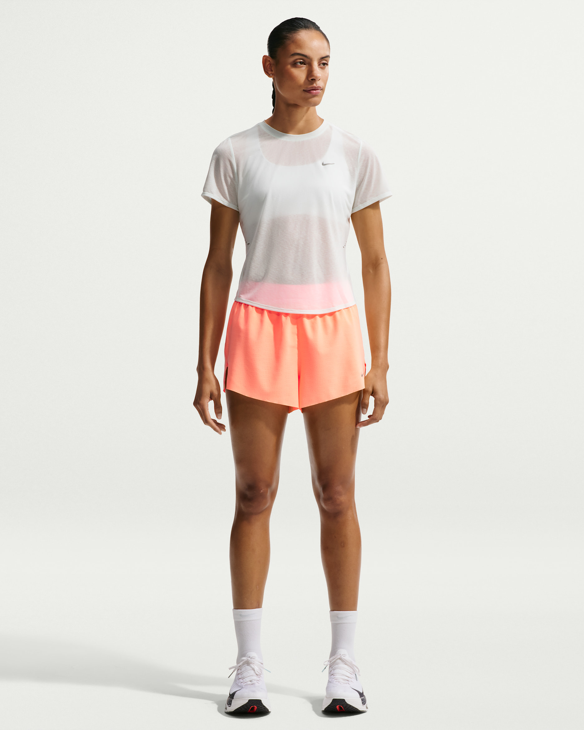 Nike Swift Breathe Women's Dri-FIT Mid-Rise 6.5cm (approx.) Brief-Lined Running Shorts - Orange Pulse/Photon Dust/White