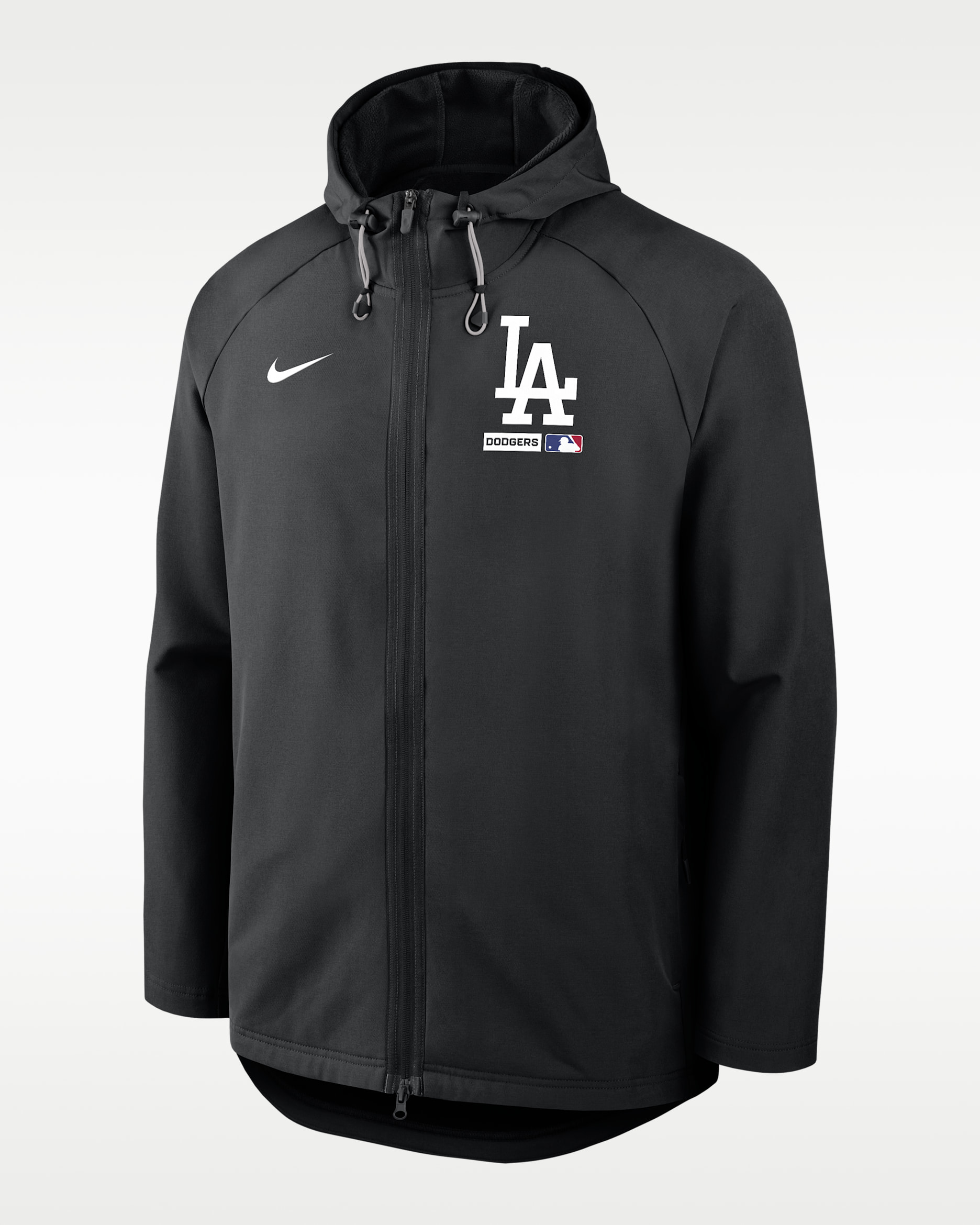 Chamarra Nike Therma-FIT con gorro y cierre completo para hombre de la MLB de Los Angeles Dodgers Authentic Collection - Negro