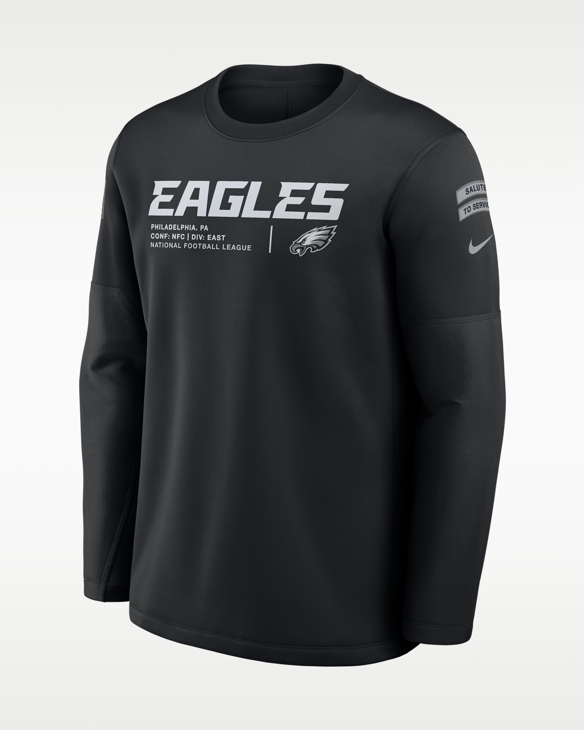Philadelphia Eagles Salute to Service Sideline Coaches Men's Nike NFL Pullover Crew - Black
