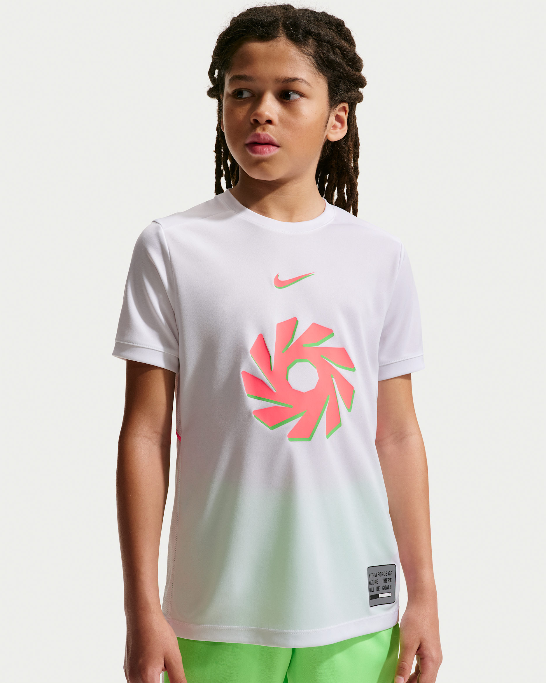 Erling Haaland Academy Older Kids' Nike Dri-FIT Football Top - White/White/Hot Punch/Hot Punch