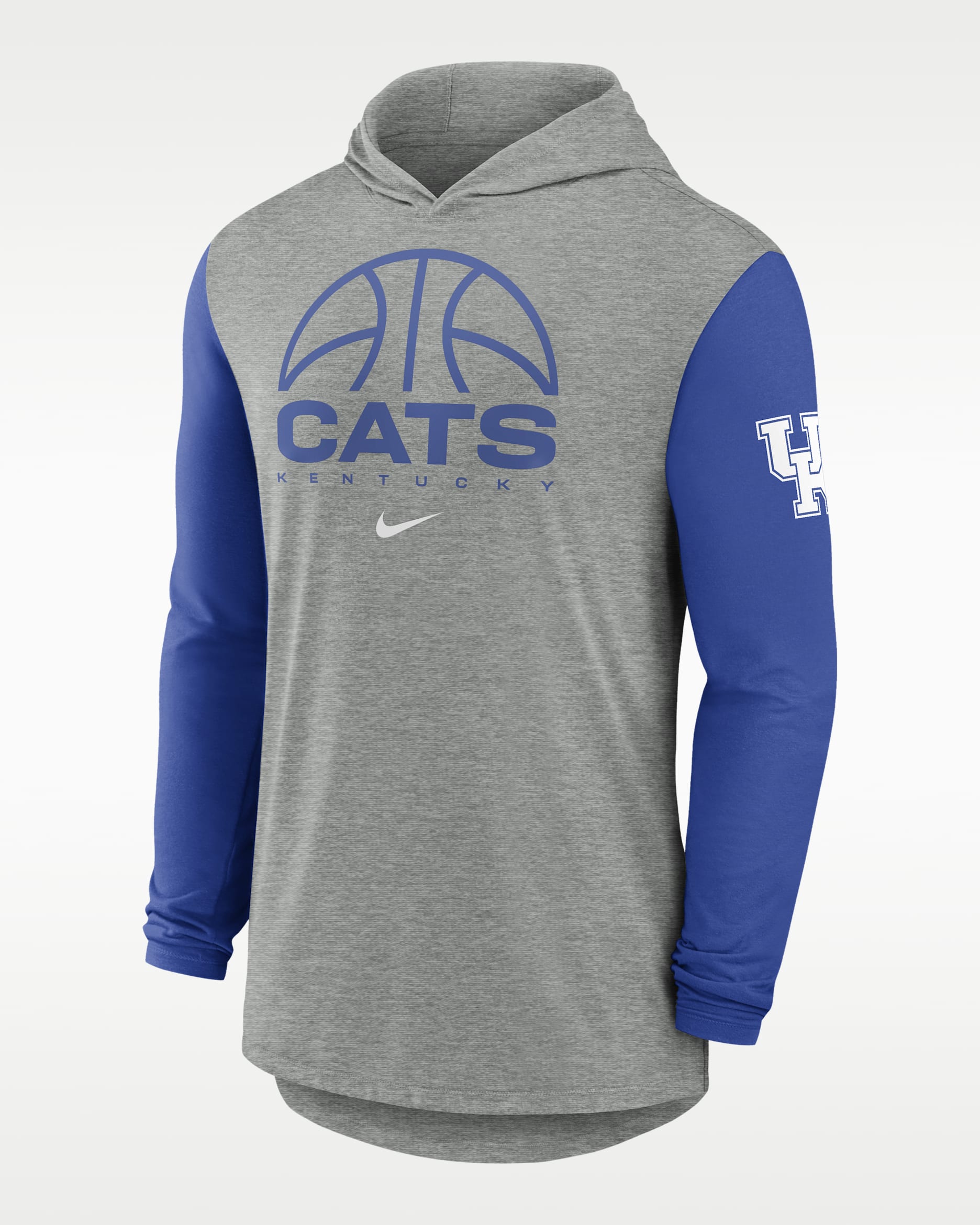 Playera de manga larga universitaria Nike Dri-FIT con gorro para hombre Kentucky Basketball - Gris