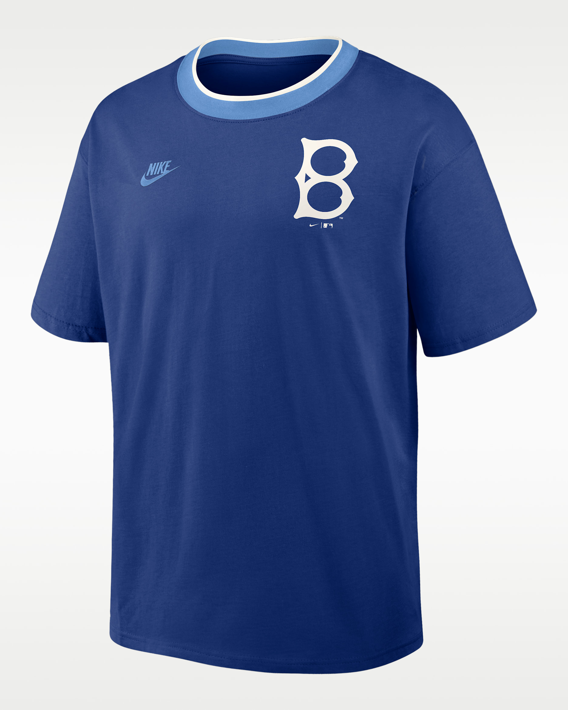Brooklyn Dodgers Cooperstown Ringer Men's Nike MLB T-Shirt - Royal/Light Blue