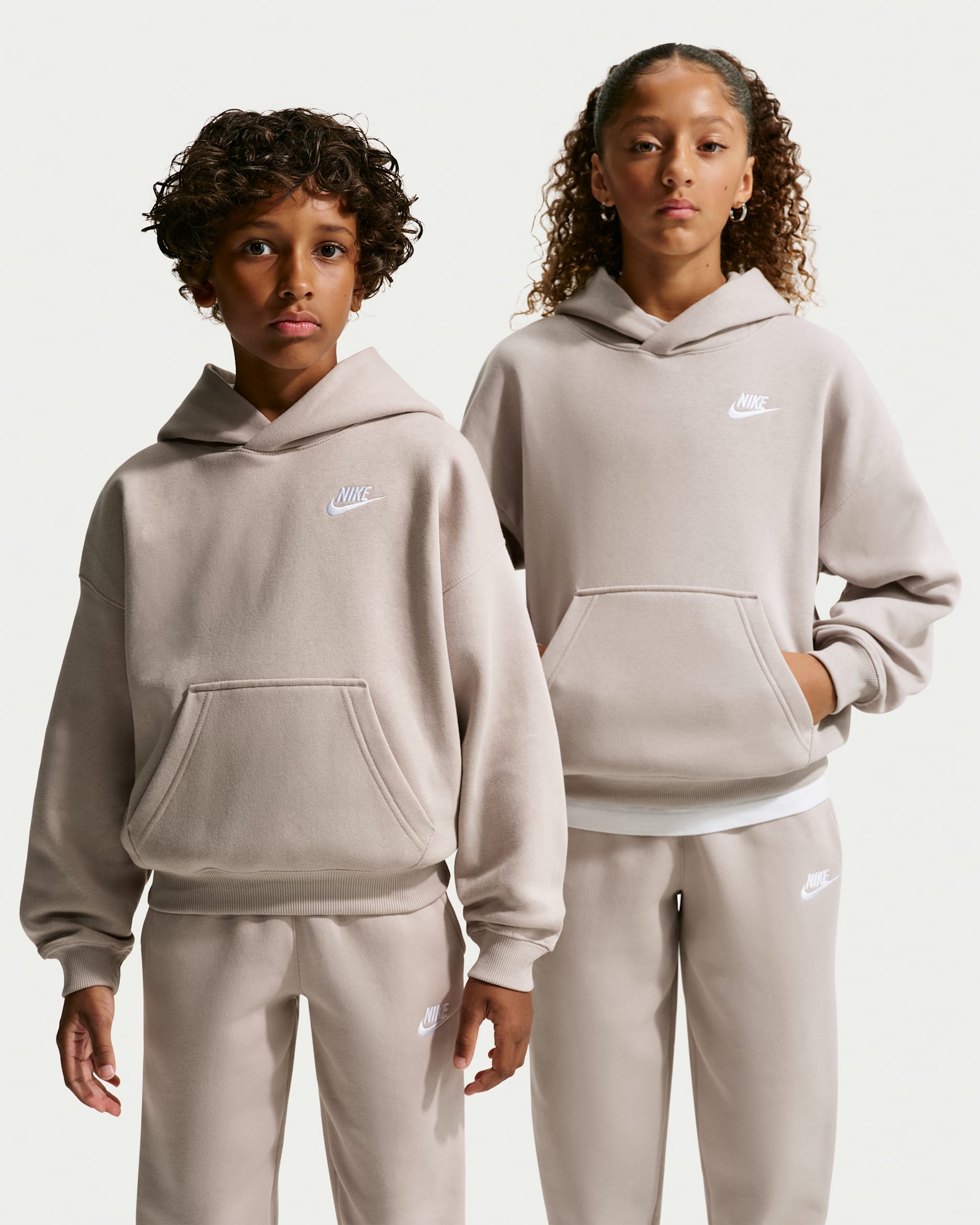 Nike Sportswear Club Fleece Oversize-Hoodie (ältere Kinder) - Moon Particle/Weiß