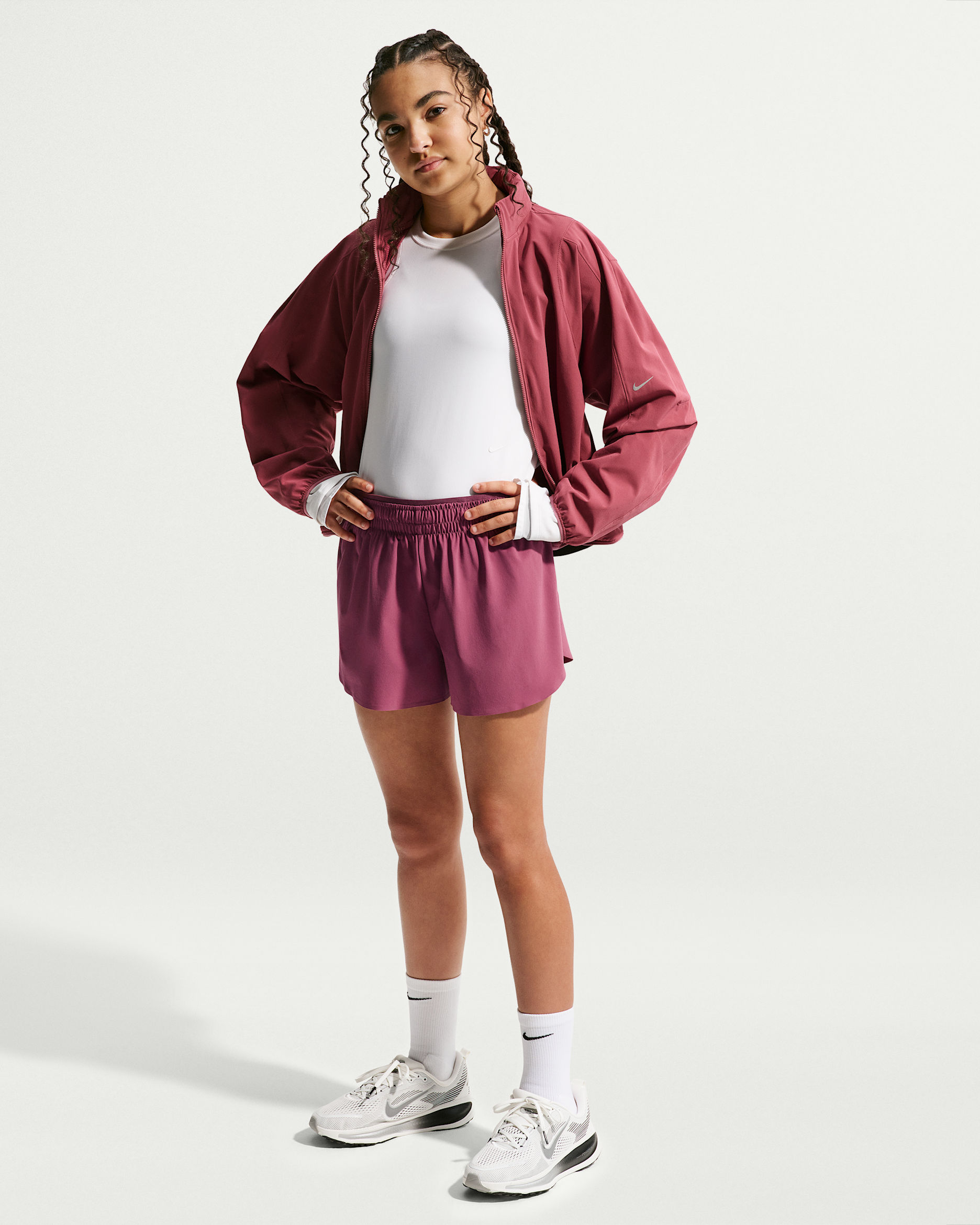 Nike MAVN Girls' Dri-FIT 3" Mid-Rise Repel Running Shorts - Pink Smoke