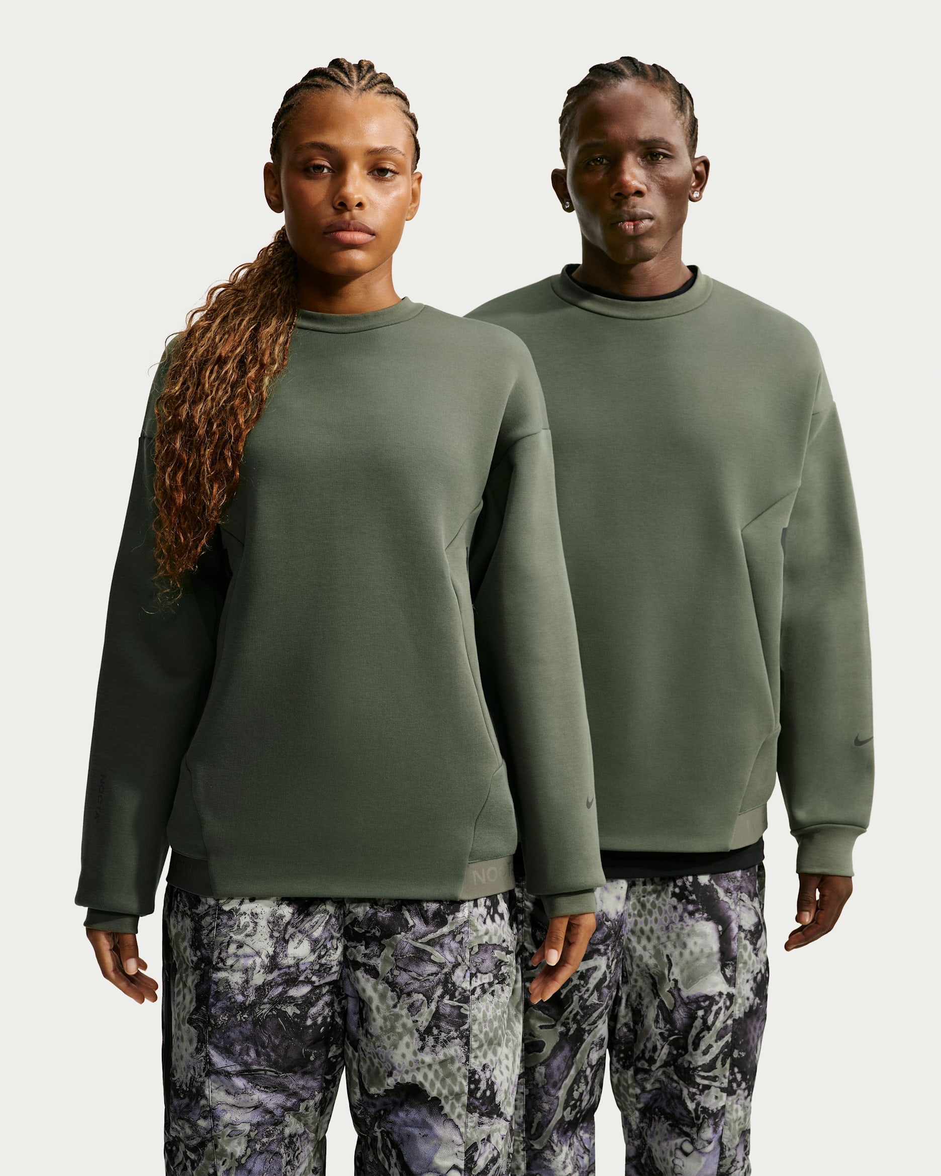 NOCTA Men's Trapeziud-Cut Crew-Neck Pullover - Twilight Marsh/Black