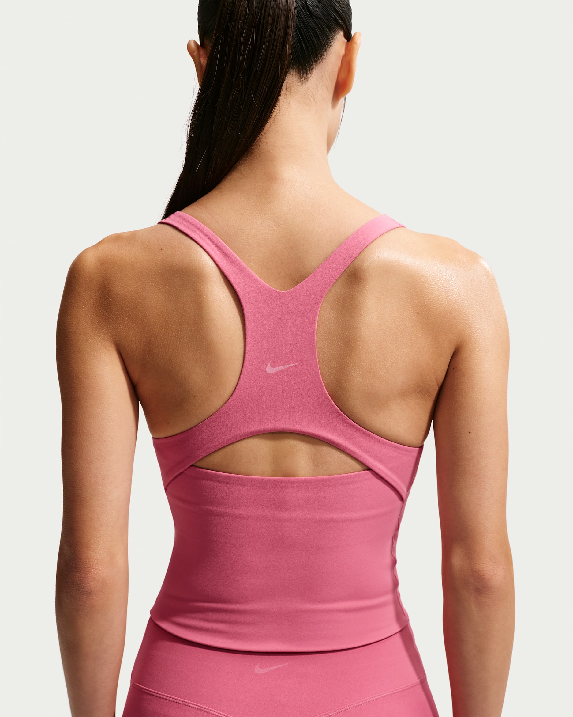 나이키 젠비 여성 라이트 서포트 스포츠 브라 탱크 - 피어니/화이트