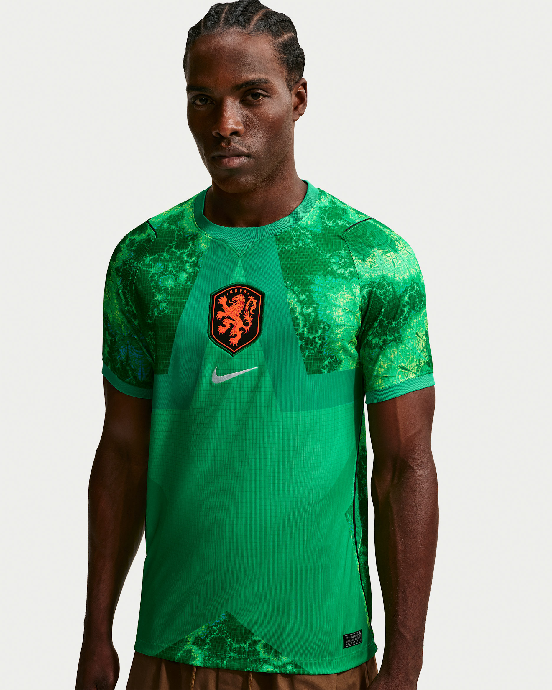 Netherlands 2026 Stadium Goalkeeper Men's Nike Dri-FIT Soccer Replica Short-Sleeve Jersey - Stadium Green/White/White