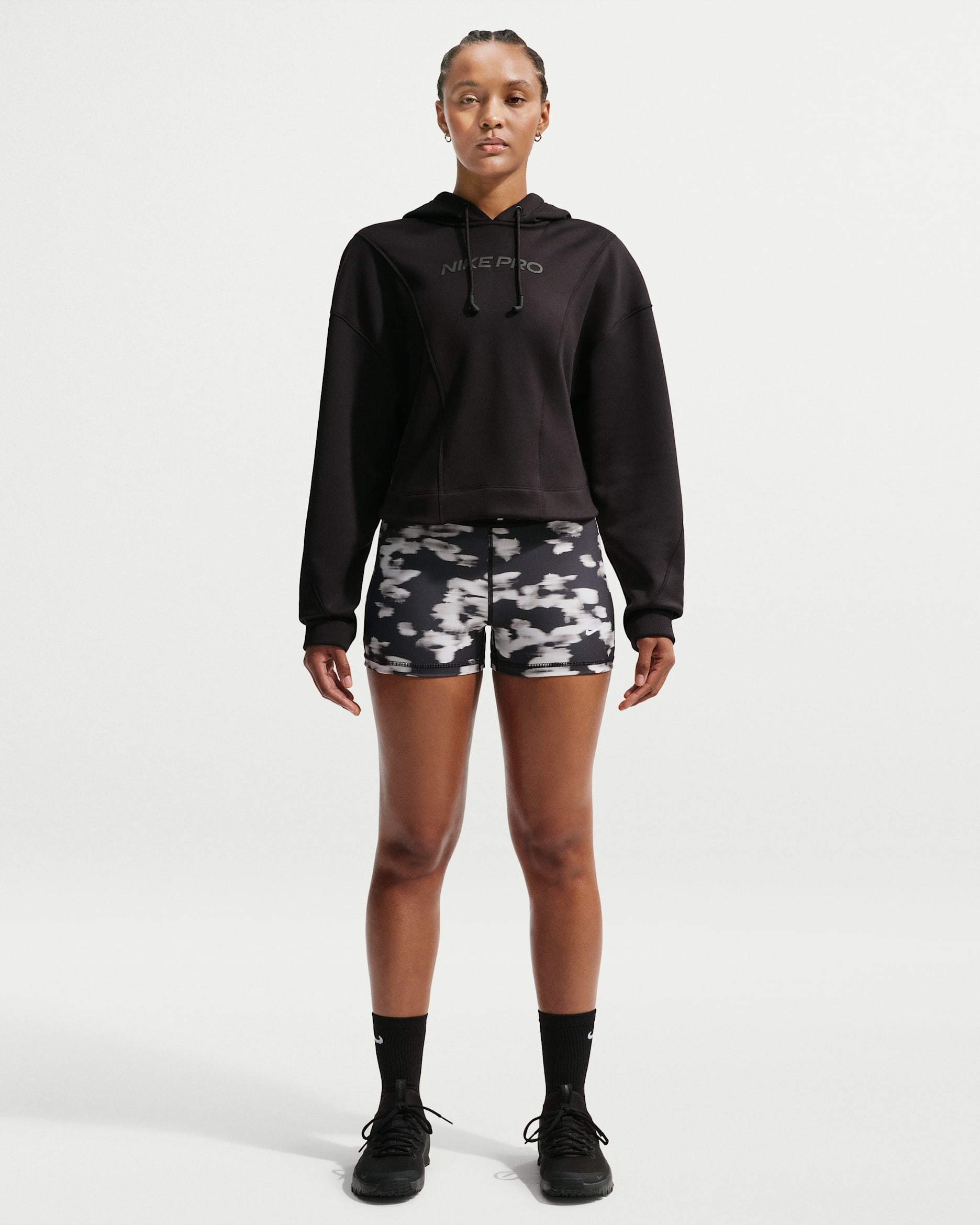 Nike Pro Women's 3" Mid-Rise Printed Biker Shorts - Black/White