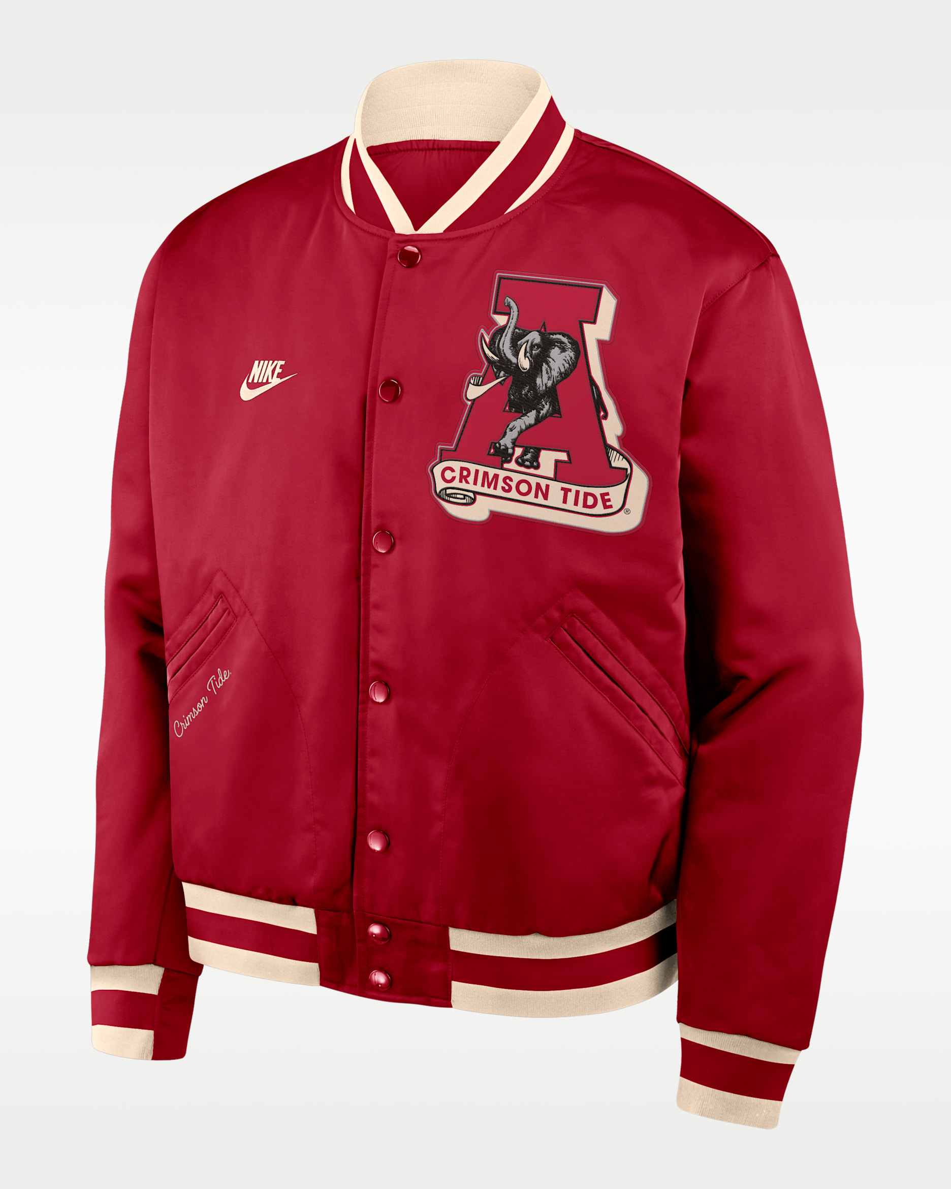 Alabama Legacy Men's Nike College Full-Snap Bomber Jacket - Crimson