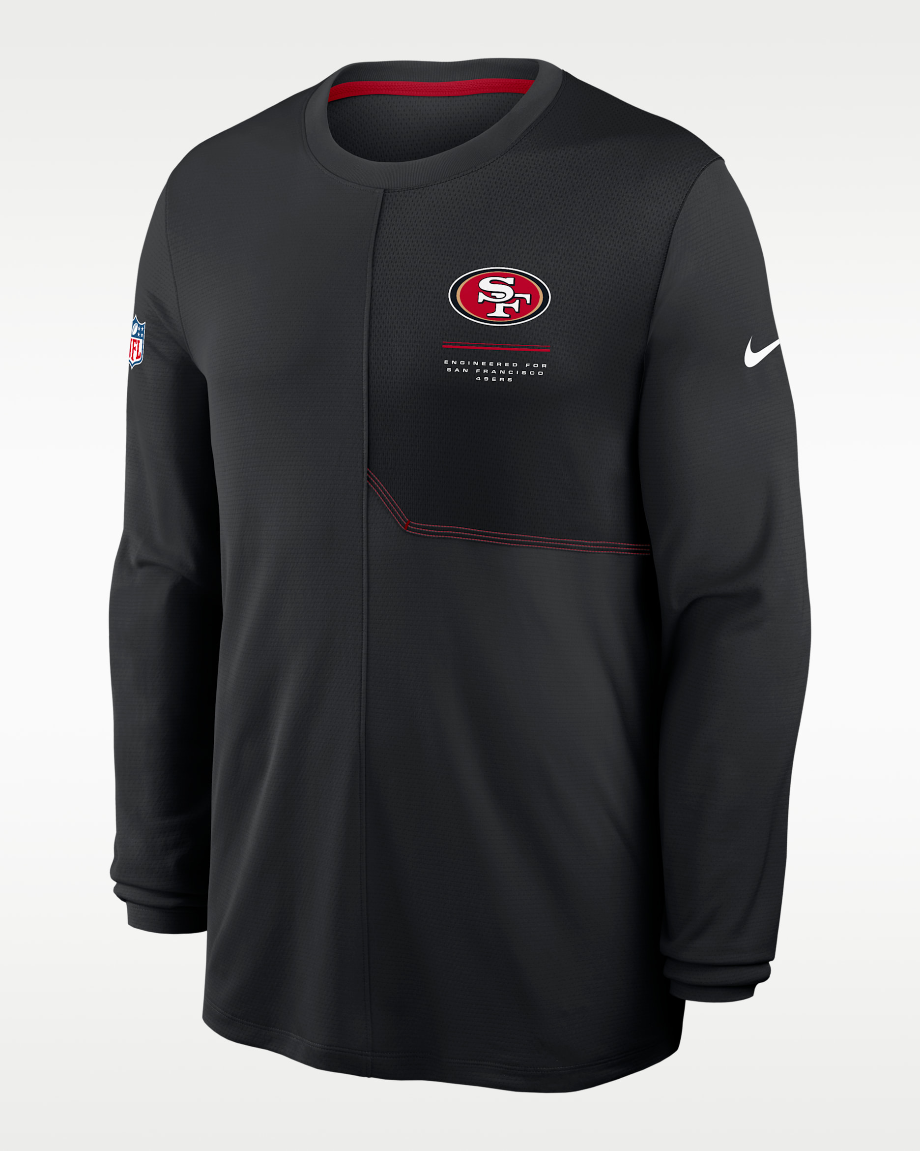 San Francisco 49ers Sideline Coach Men's Nike Dri-FIT NFL Long-Sleeve Top - Black