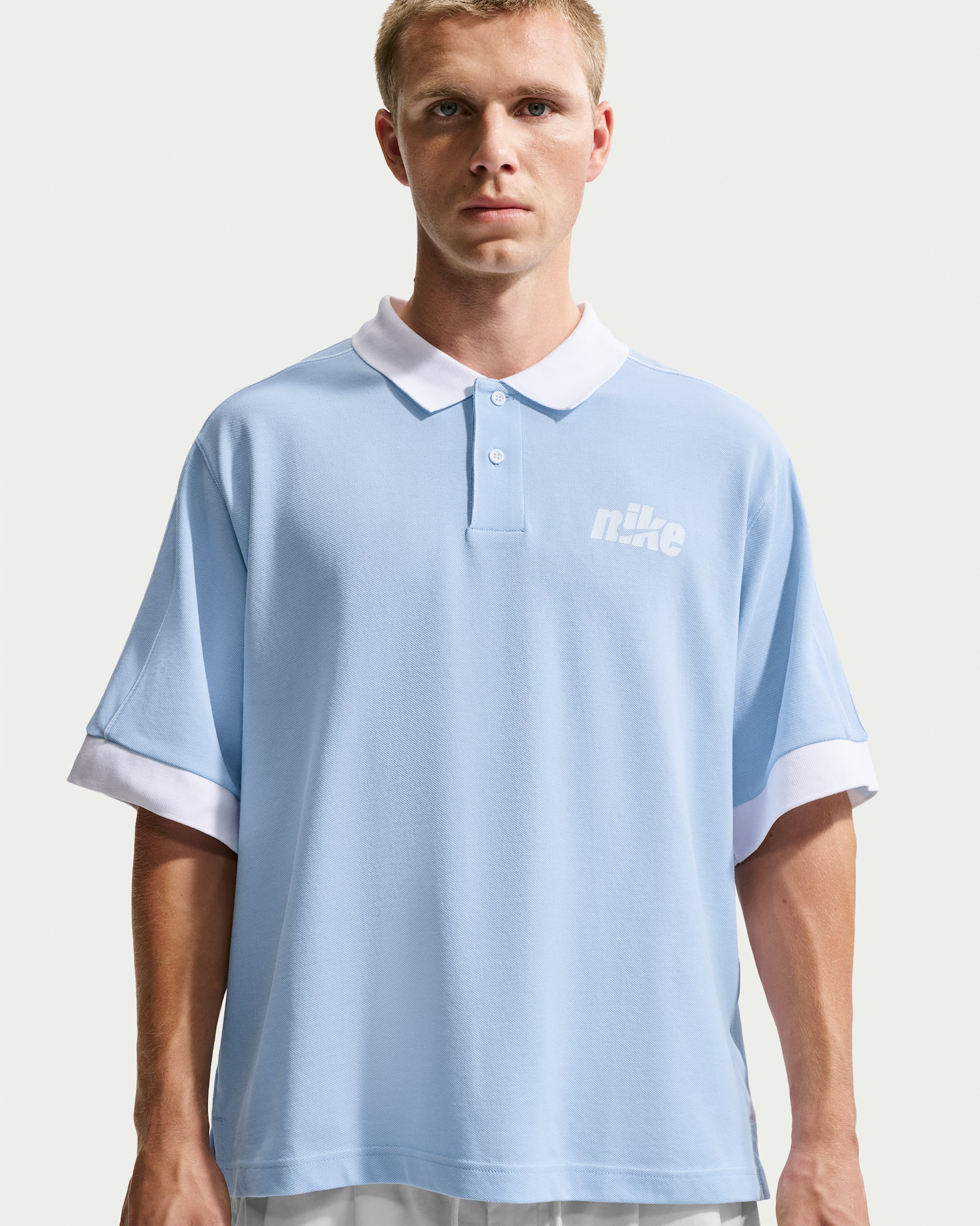Nike Sportswear Club Men's Oversized Short-Sleeve Polo - Hydrogen Blue/White/White/White