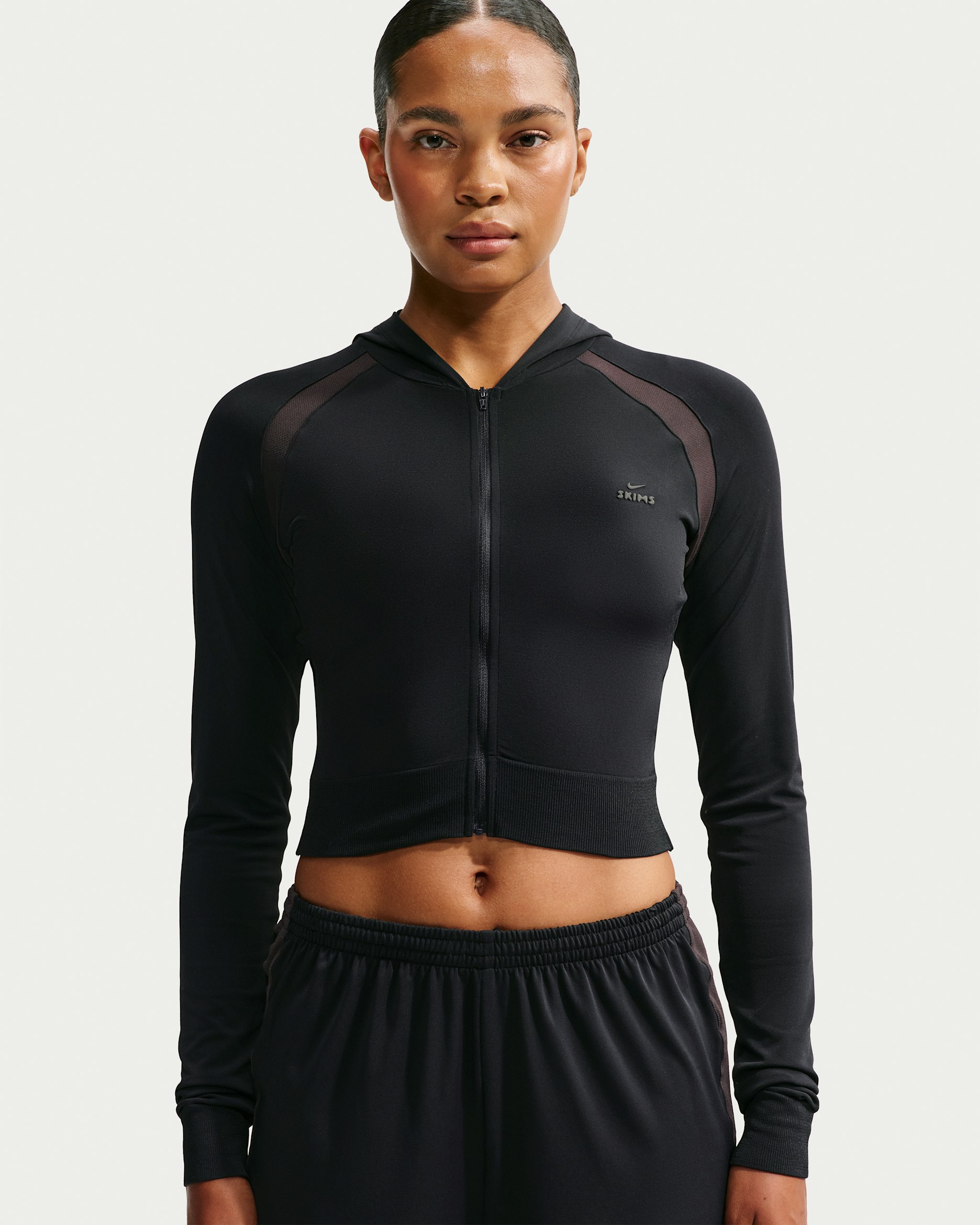 NikeSKIMS Stretch Knit Women's Full-Zip Baby Hoodie - NSKM Obsidian/NSKM Igneous