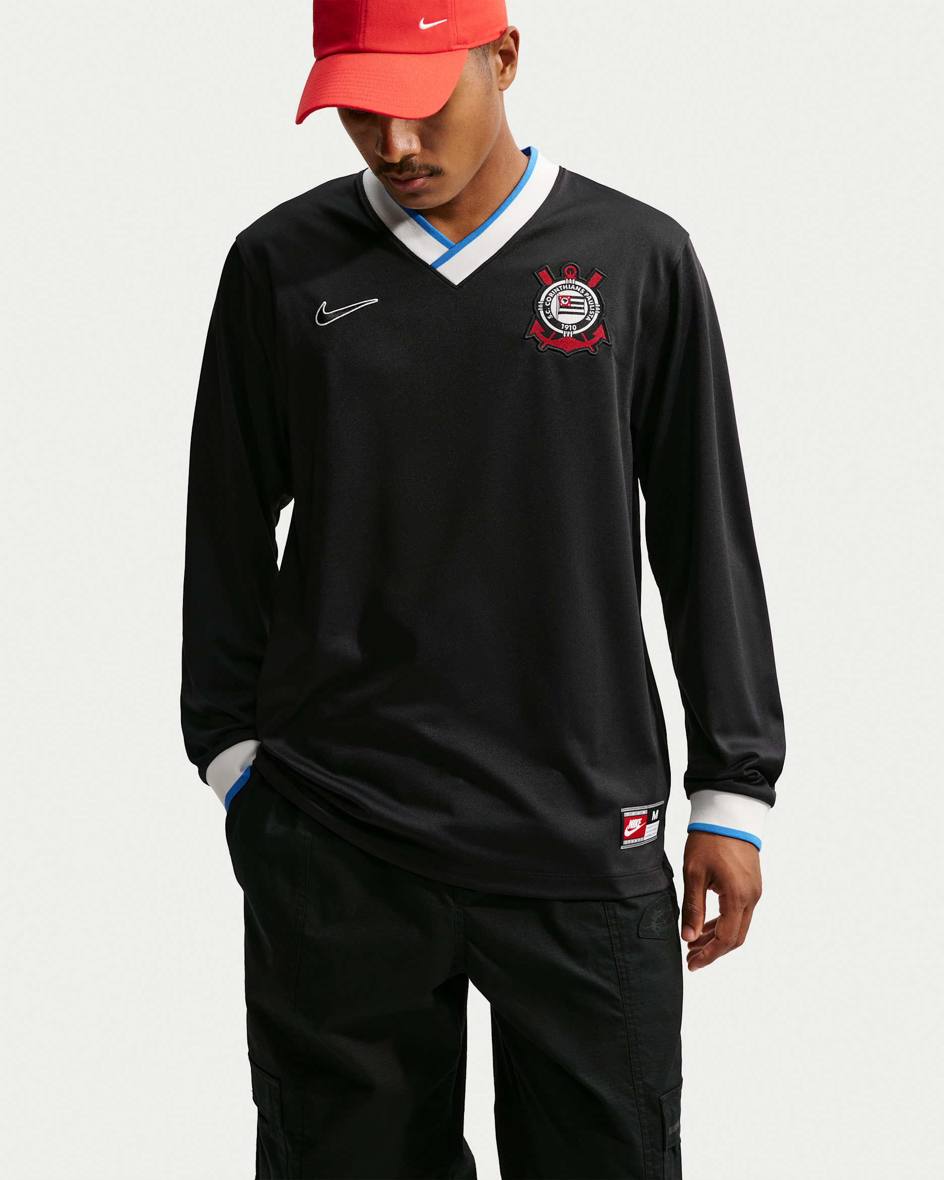 Jersey de futbol de manga larga Nike Dri-FIT para hombre S.C. Corinthians Energy Third - Negro/Blanco cumbre/Azul Pacífico/Negro
